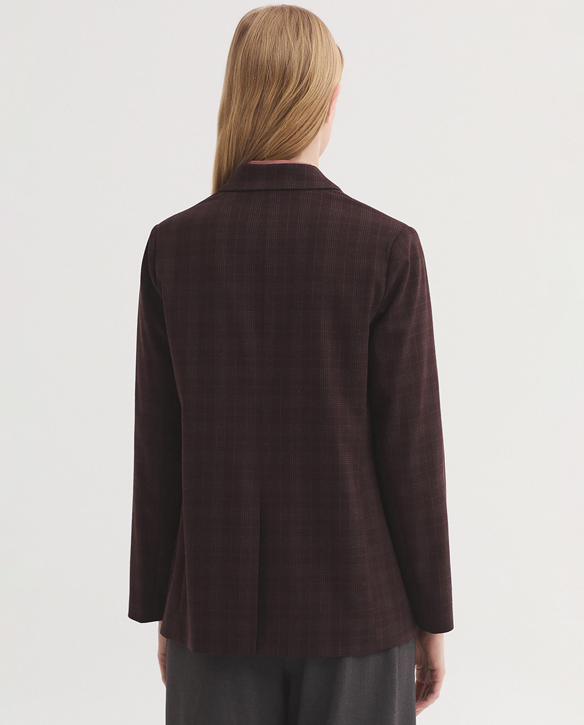 Blazer de mujer de cuadros y cuello solapa - Nice Things - Burdeos Burdeos-4
