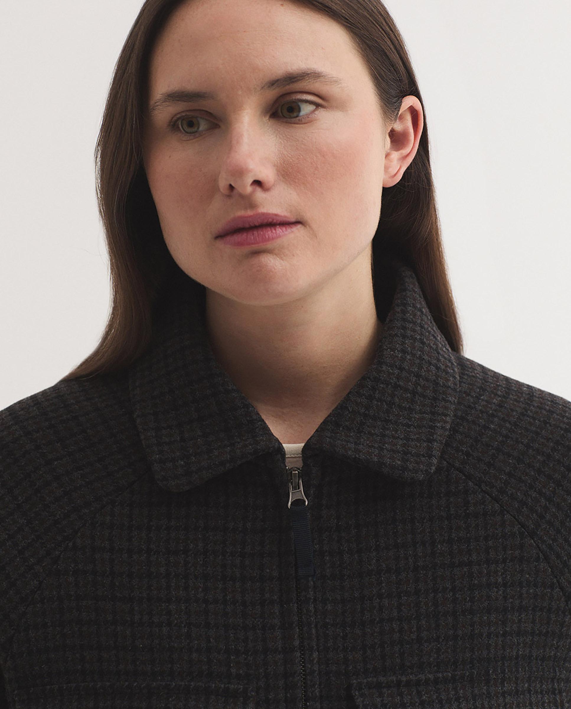 Chaqueta de mujer de cuadros con cierre de cremallera - Nice Things - Gris Gris-2