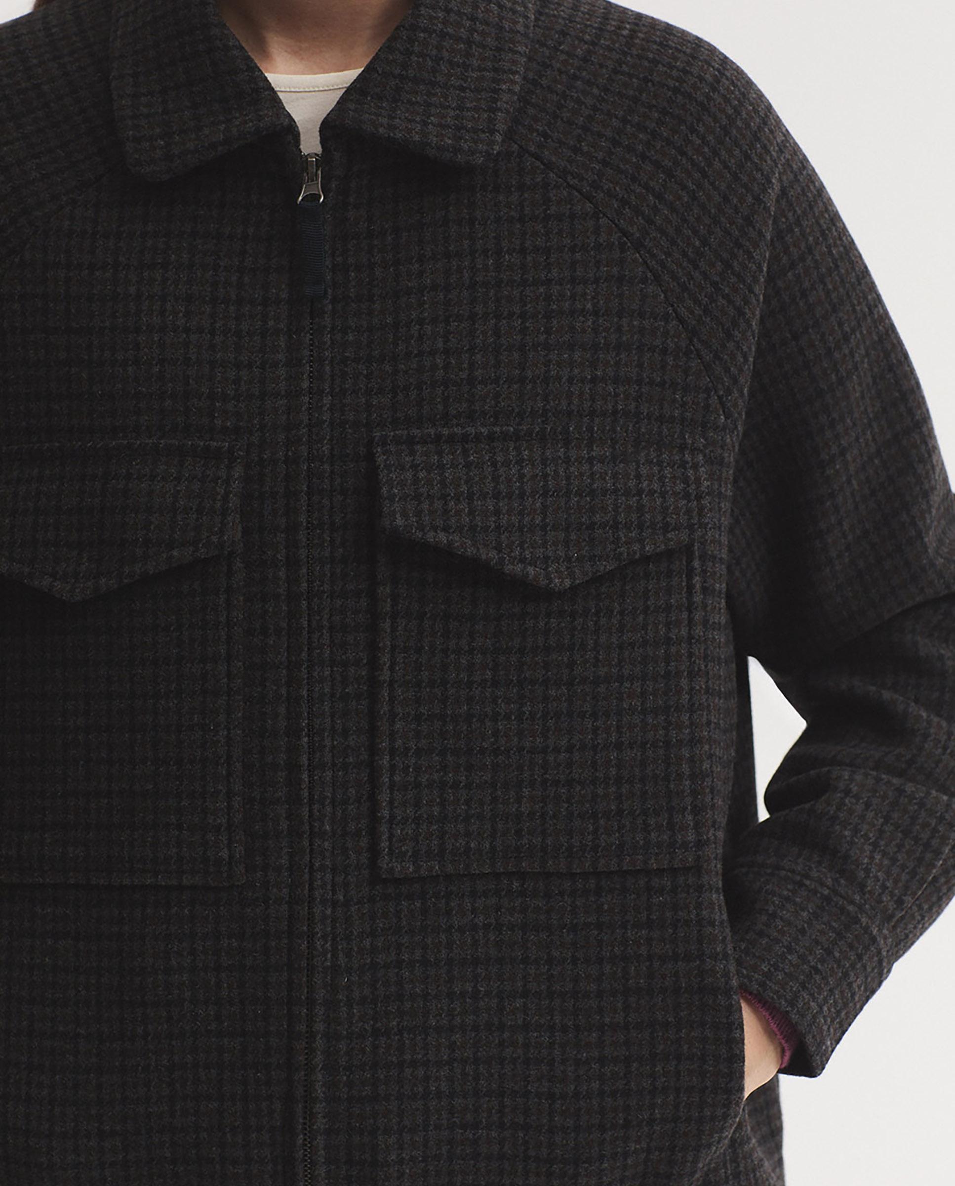 Chaqueta de mujer de cuadros con cierre de cremallera - Nice Things - Gris Gris-3