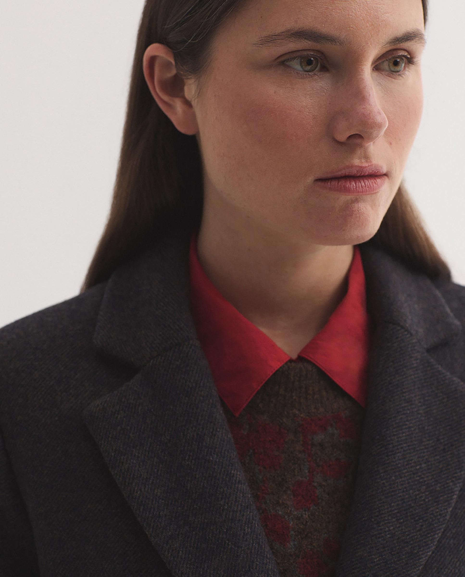 Abrigo de paño de mujer con cuello solapa y bolsillos - Nice Things - Gris Gris-2
