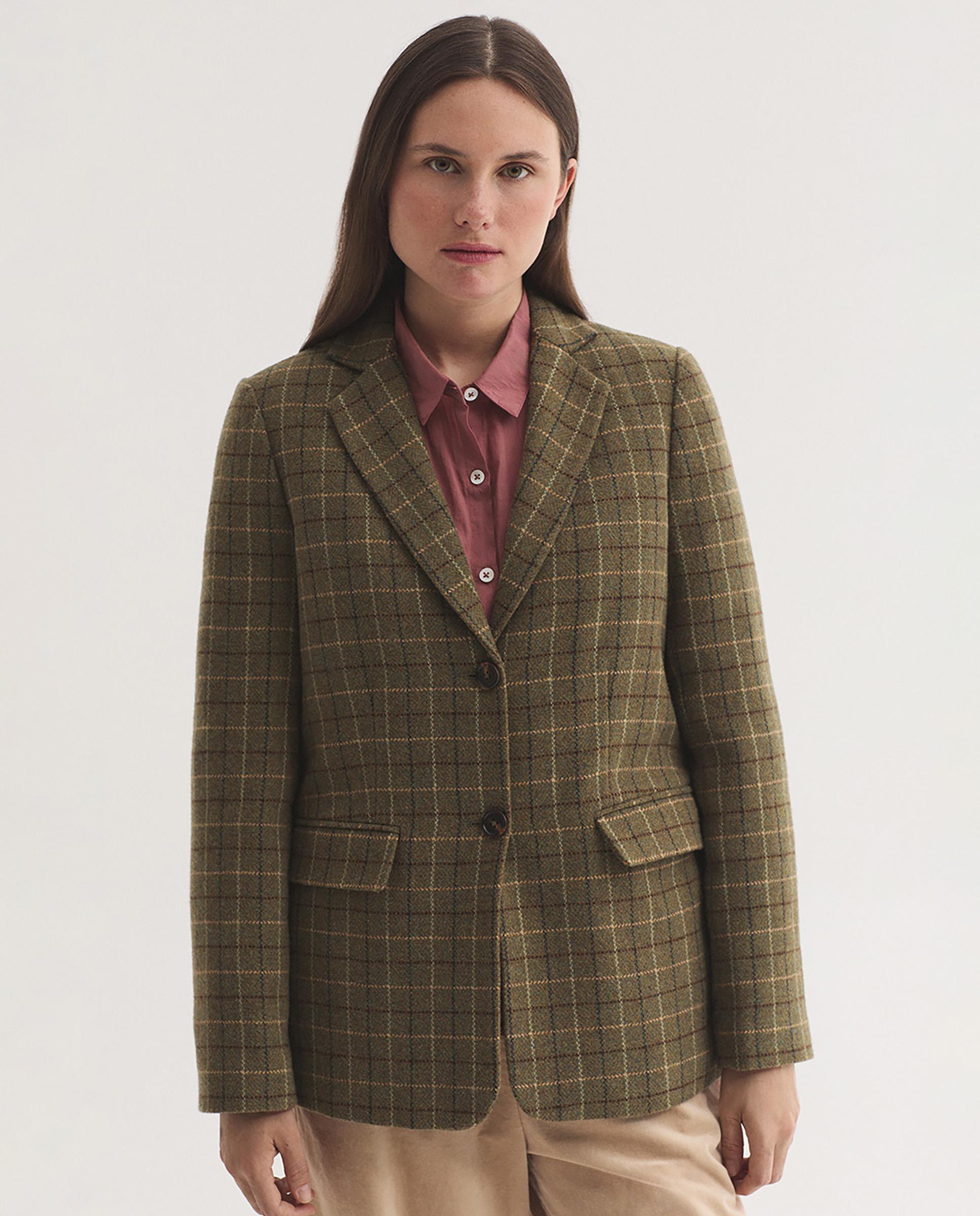 Blazer de mujer de cuadros con botonadura central - Nice Things - Verde Verde-1