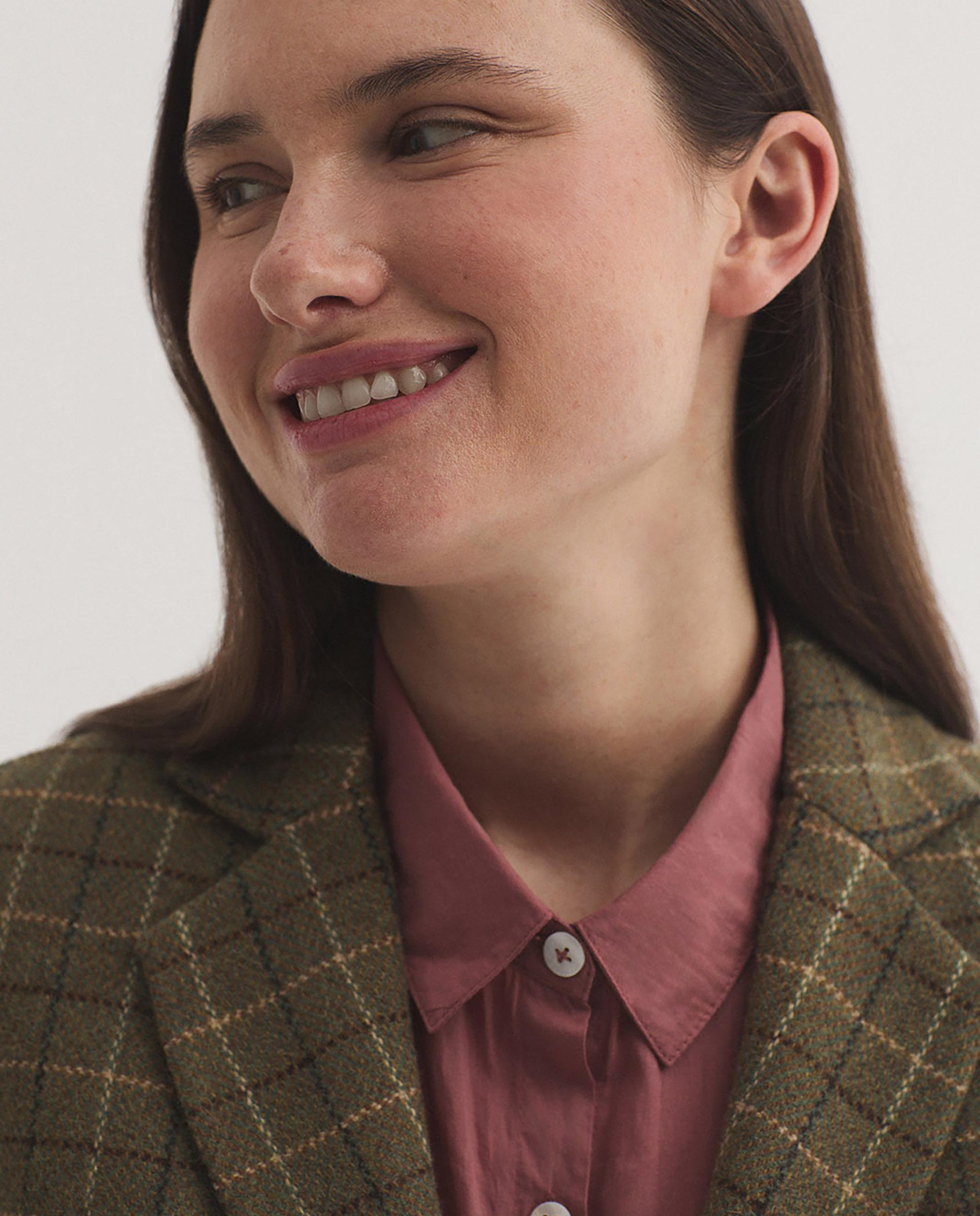 Blazer de mujer de cuadros con botonadura central - Nice Things - Verde Verde-2