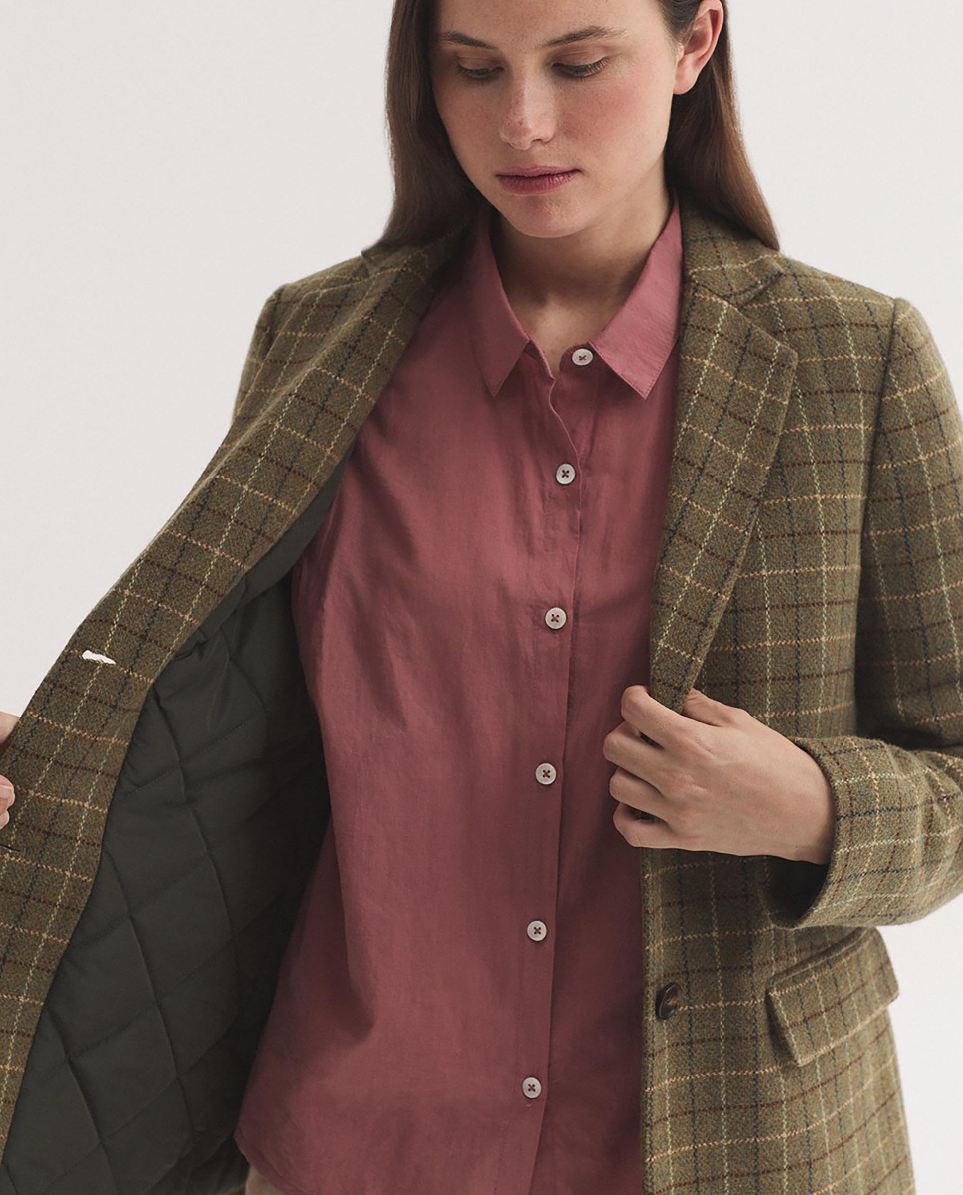 Blazer de mujer de cuadros con botonadura central - Nice Things - Verde Verde-4