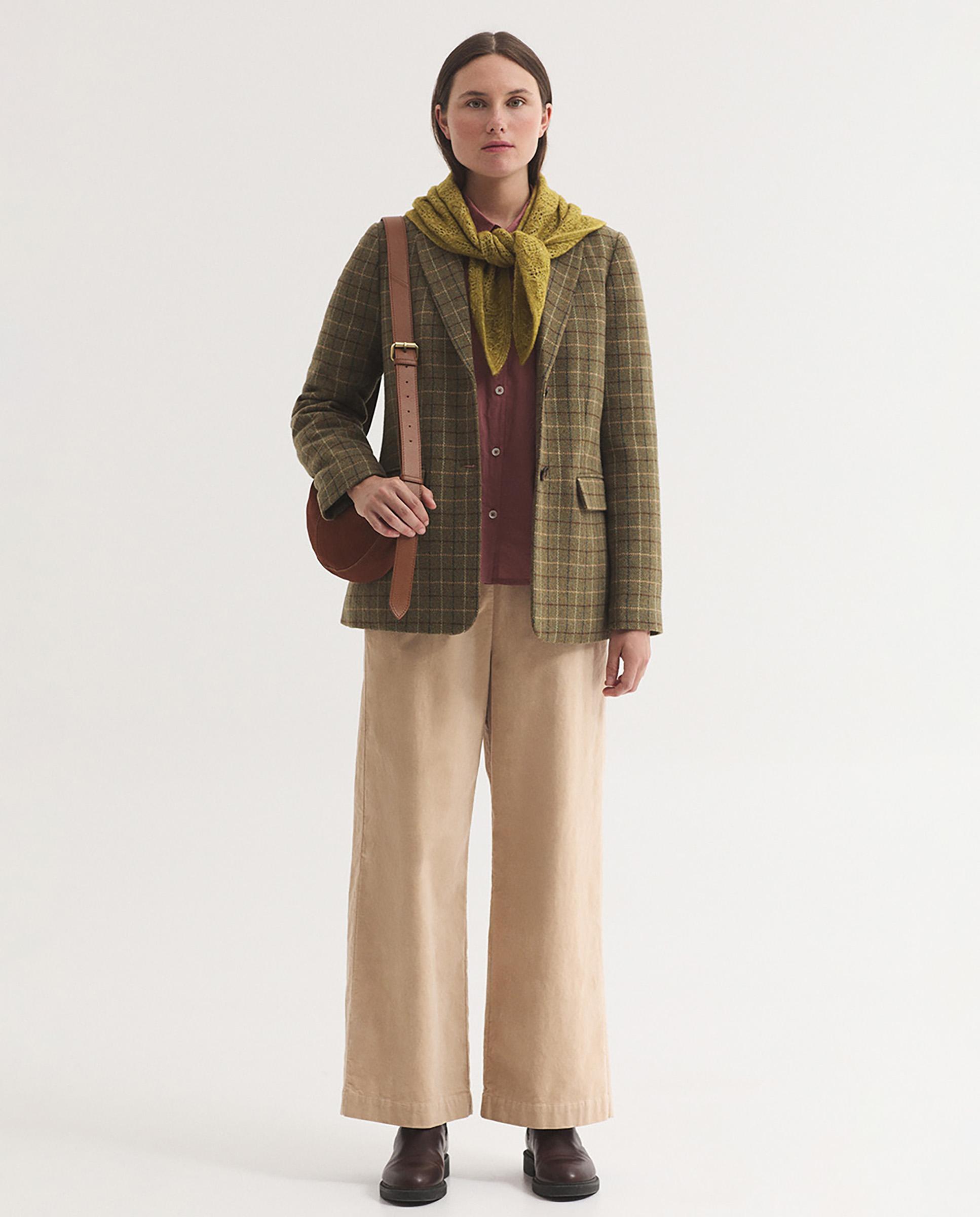 Blazer de mujer de cuadros con botonadura central - Nice Things - Verde Verde-5