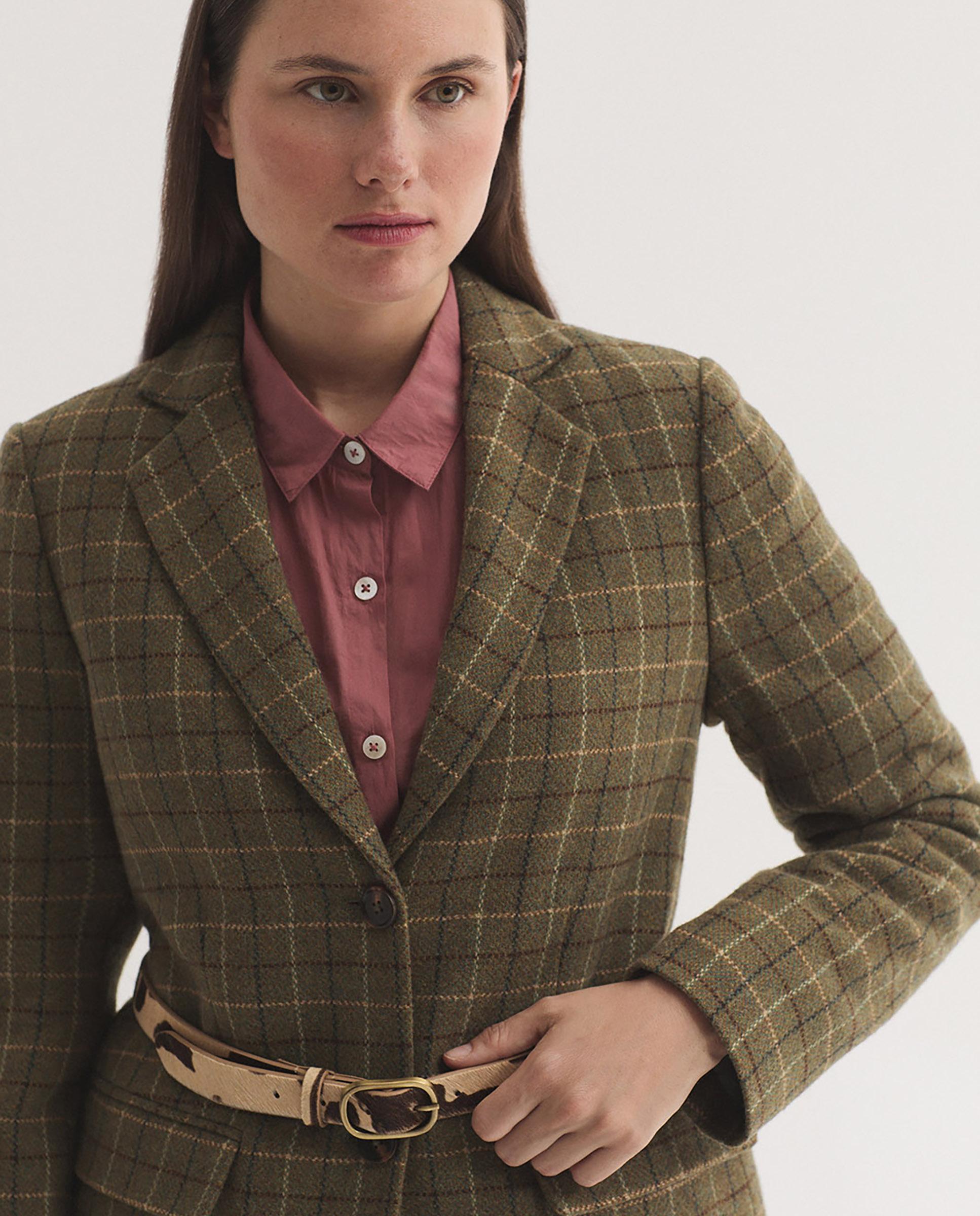 Blazer de mujer de cuadros con botonadura central - Nice Things - Verde Verde-6