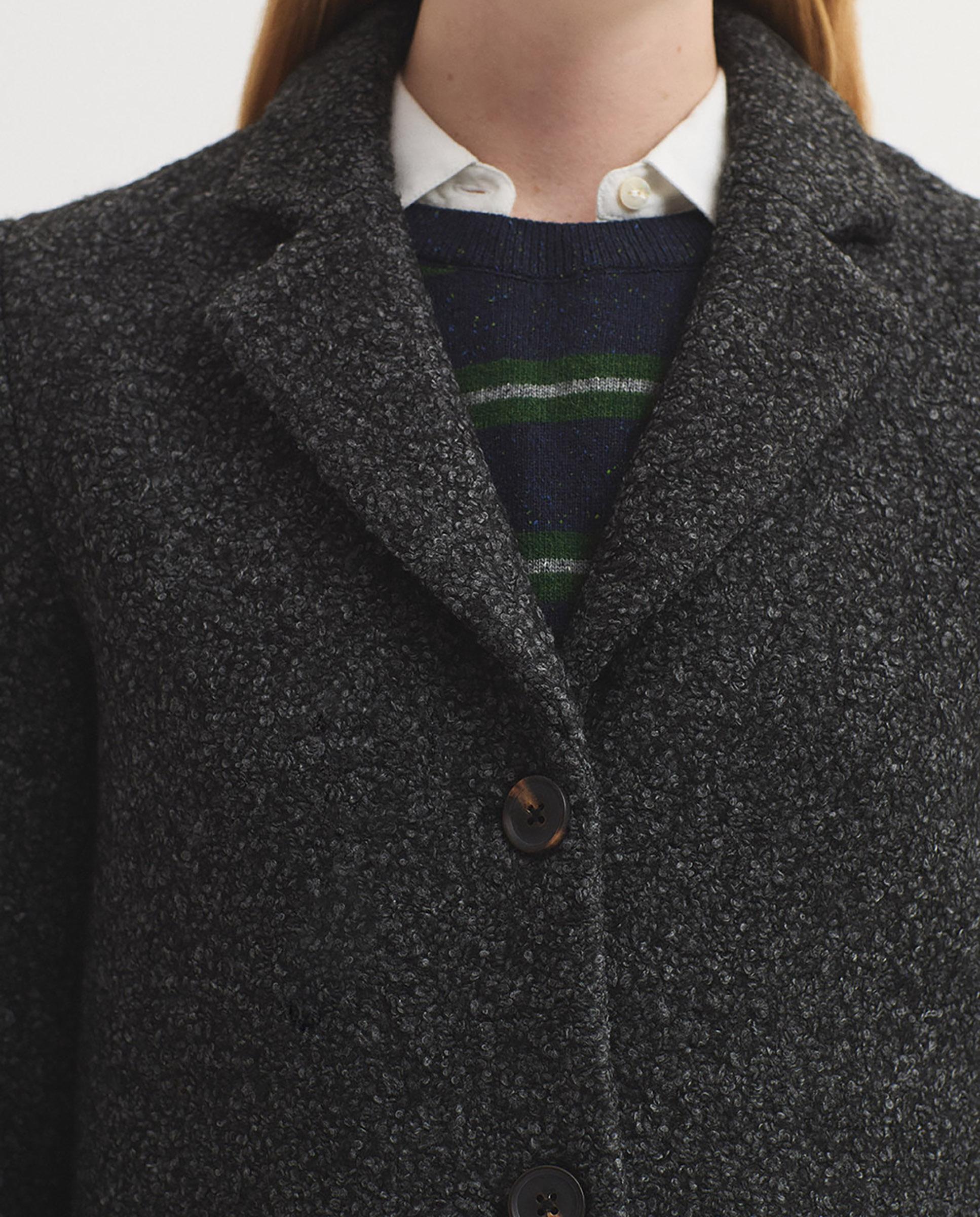 Imagen 3 de Abrigo de paño de mujer con landa y cuello con solapa - Nice Things - Gris Gris
