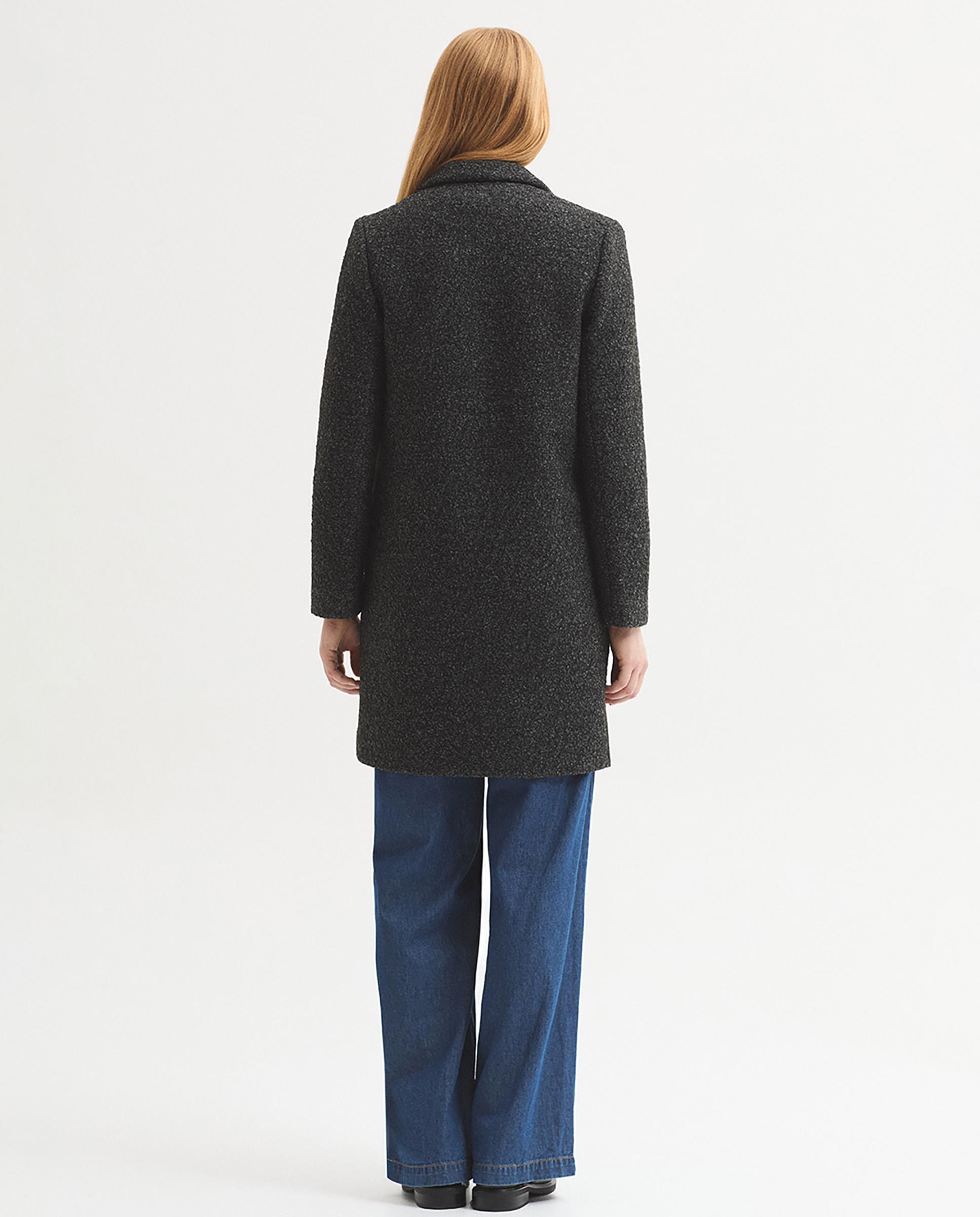 Imagen 4 de Abrigo de paño de mujer con landa y cuello con solapa - Nice Things - Gris Gris
