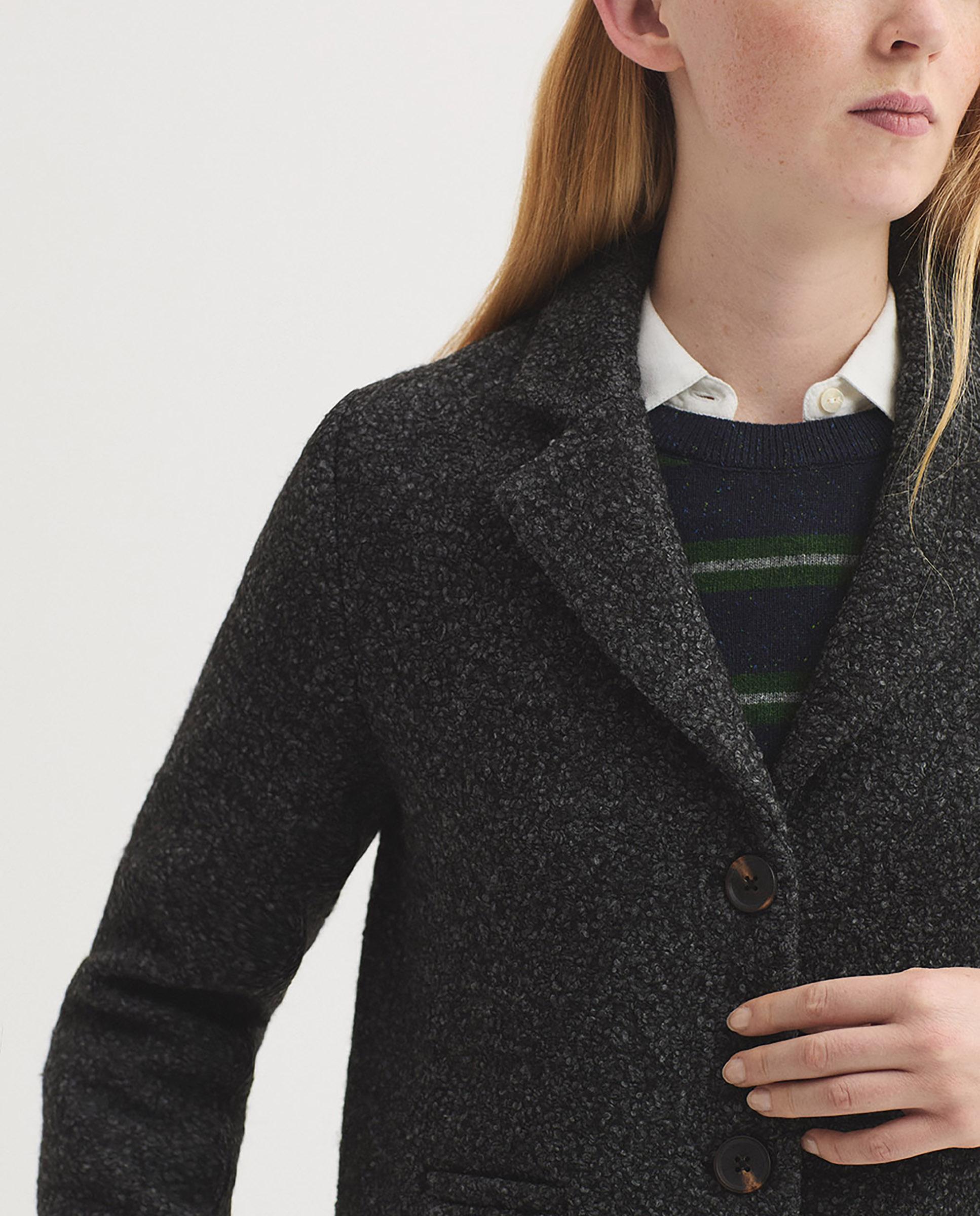 Imagen 5 de Abrigo de paño de mujer con landa y cuello con solapa - Nice Things - Gris Gris