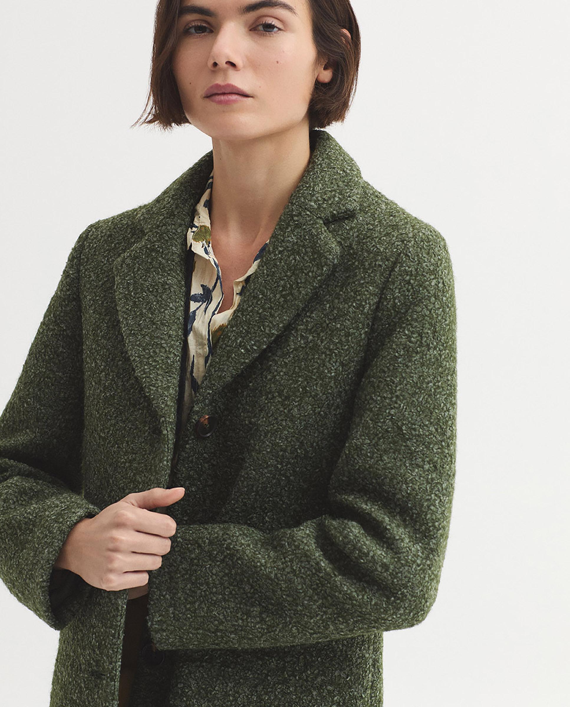 Imagen 2 de Abrigo de paño de mujer con landa y cuello con solapa - Nice Things - Verde Verde