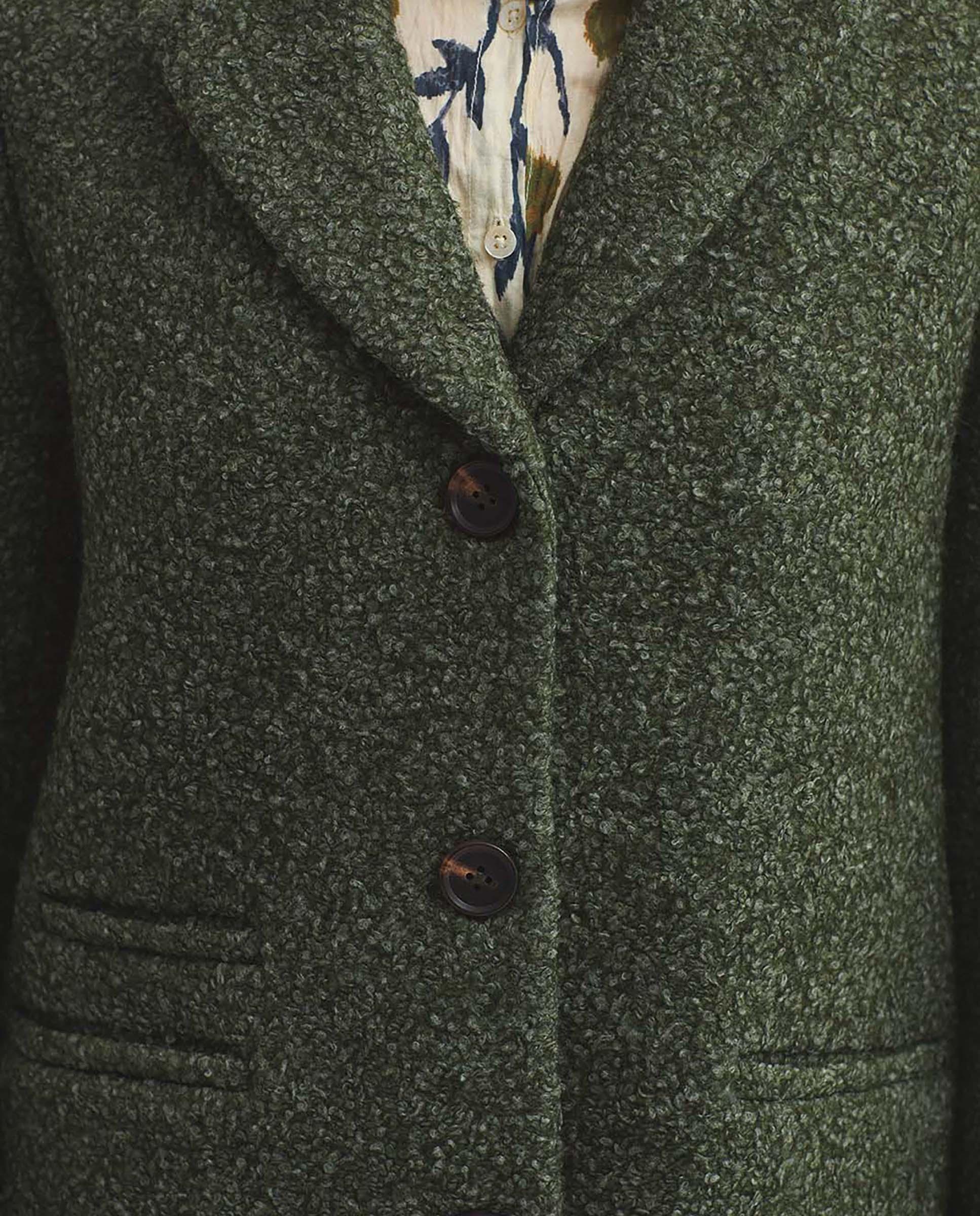 Imagen 6 de Abrigo de paño de mujer con landa y cuello con solapa - Nice Things - Verde Verde