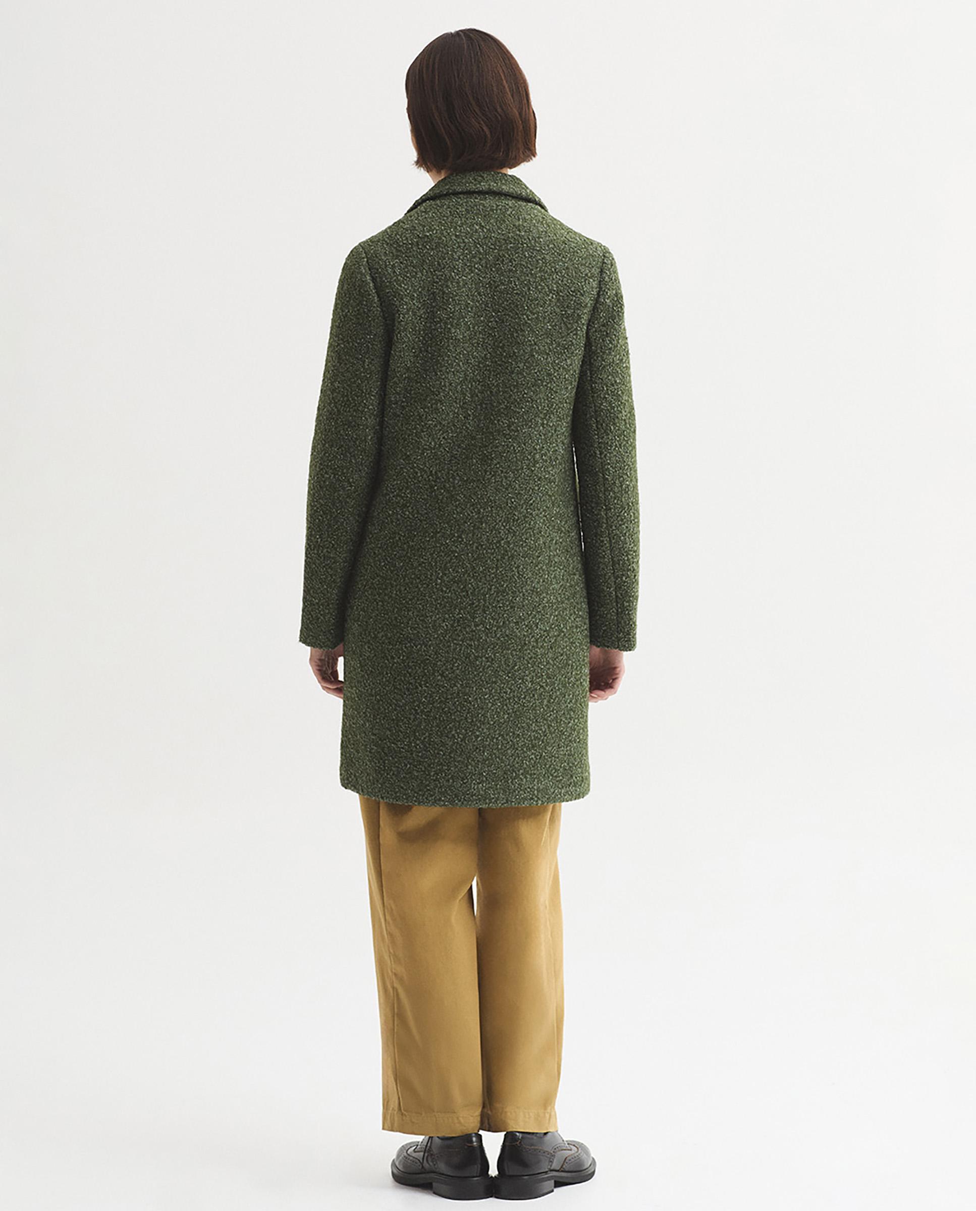 Imagen 3 de Abrigo de paño de mujer con landa y cuello con solapa - Nice Things - Verde Verde