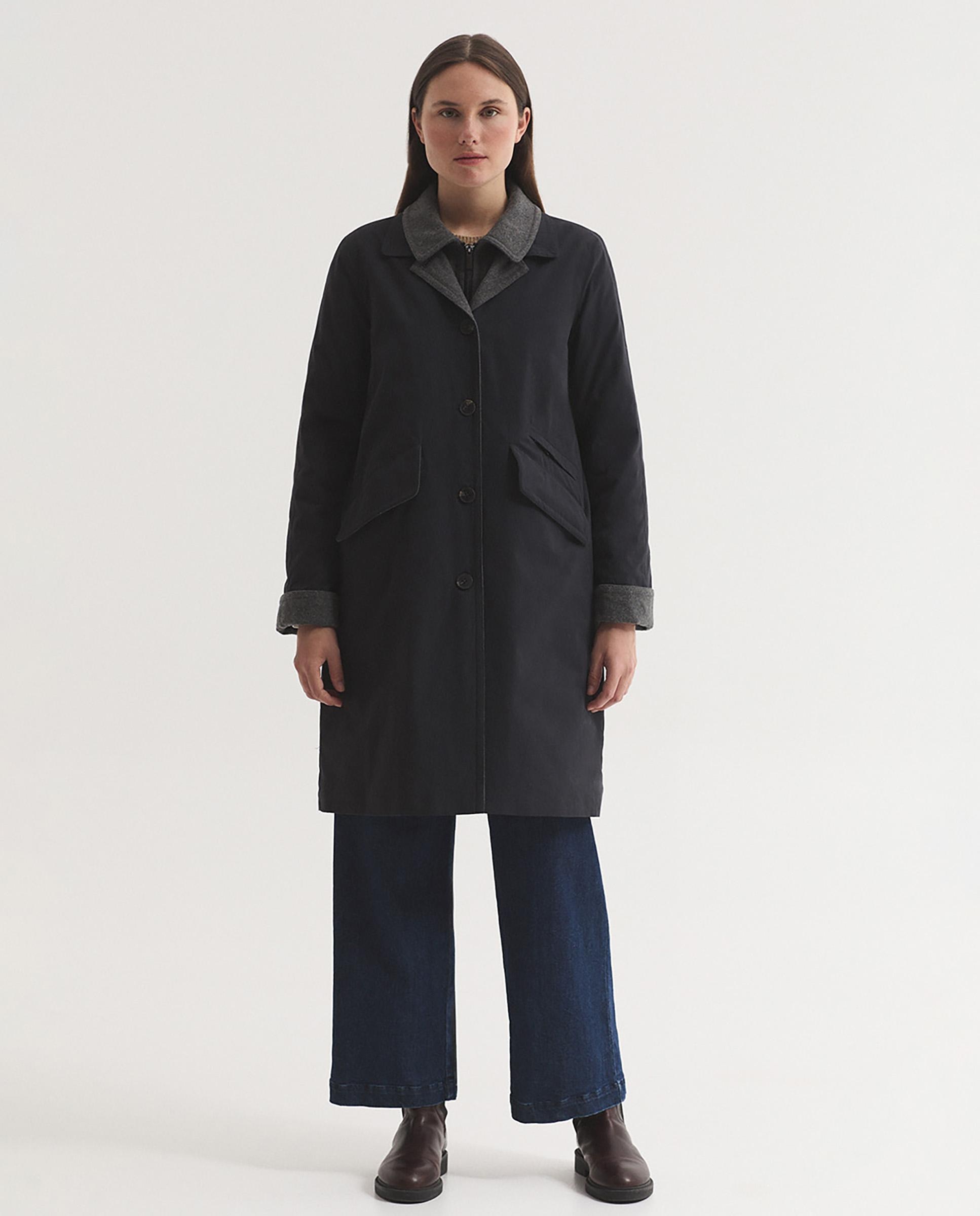 Parka de mujer acolchada repelente al agua con cuello camisero - Nice Things - Azul marino Azul marino-1