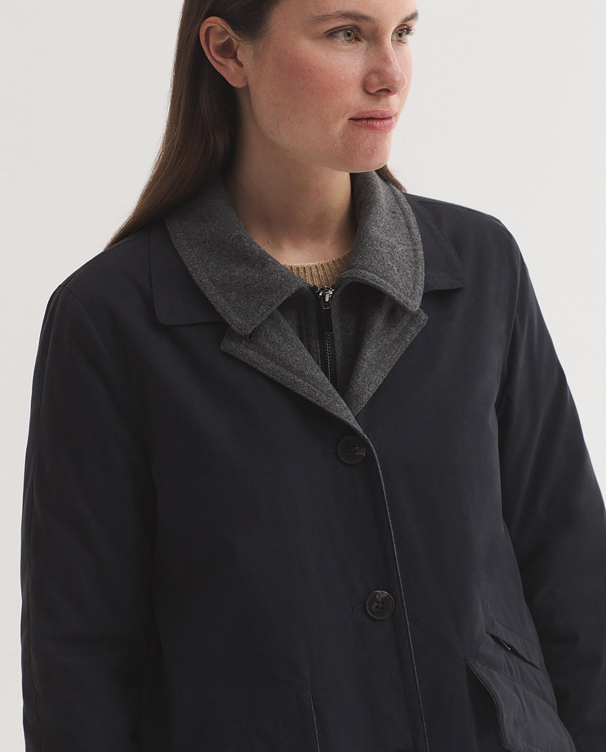 Parka de mujer acolchada repelente al agua con cuello camisero - Nice Things - Azul marino Azul marino-7