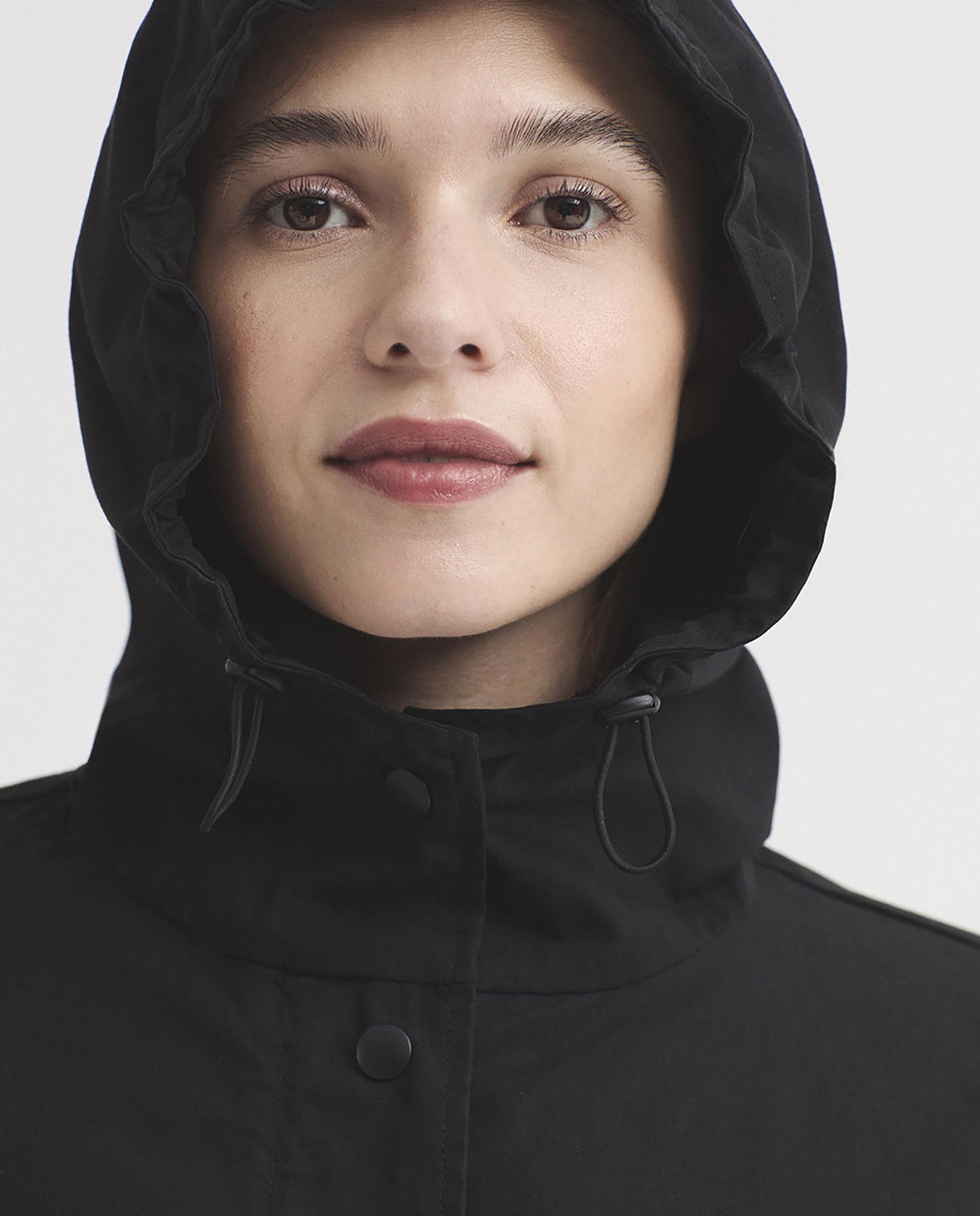 Parka de mujer con capucha repelente al agua - Nice Things - Negro Negro-3