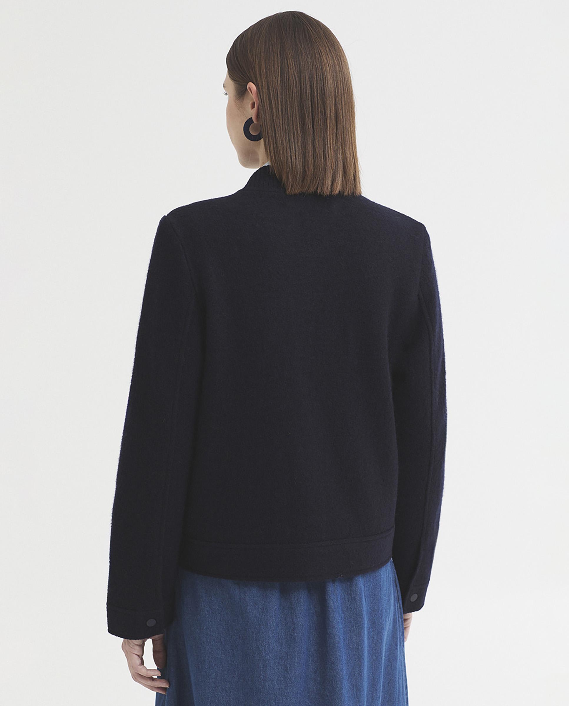 Cazadora de mujer 100% lana con bolsillos de parche - Nice Things - Azul marino Azul marino-5