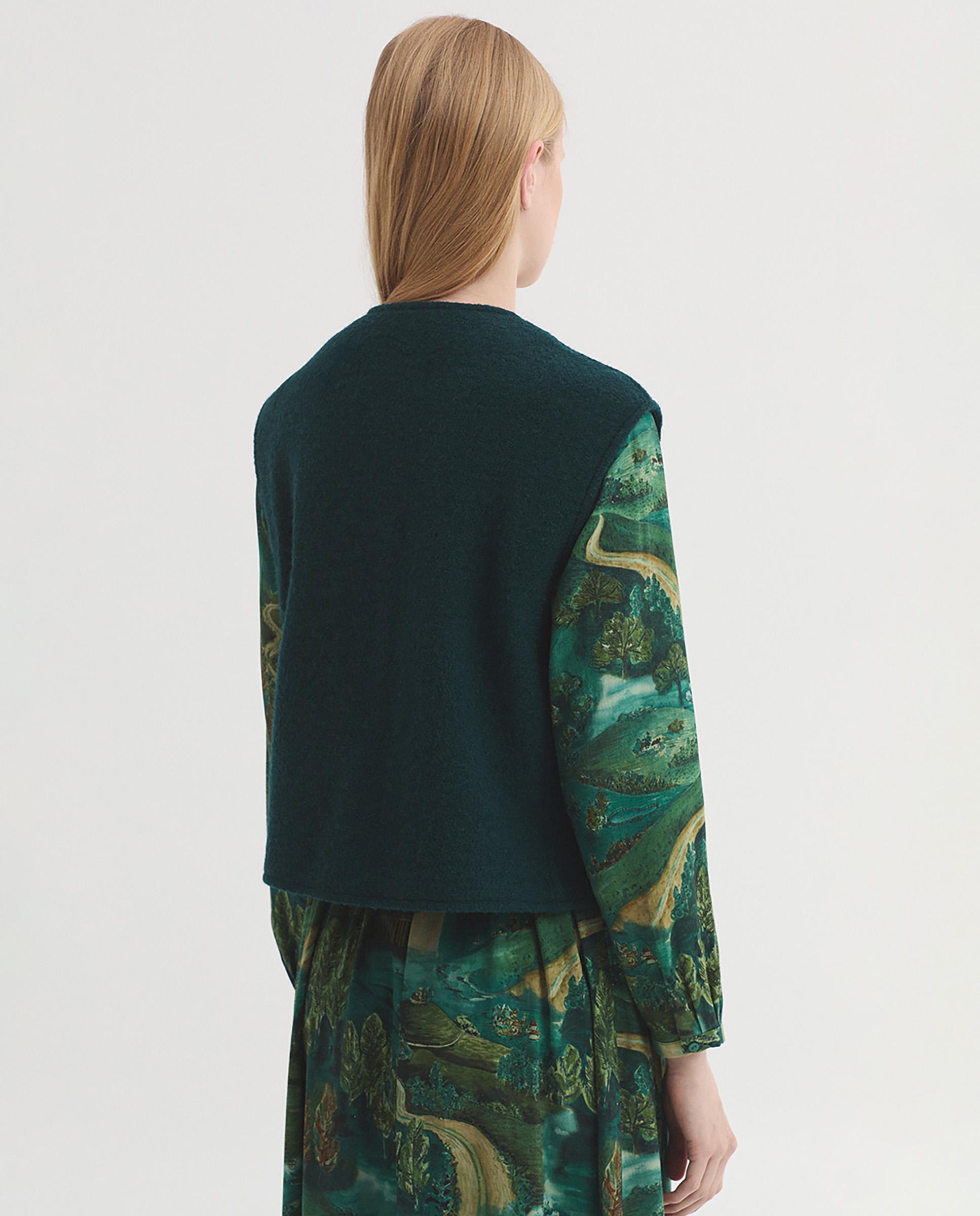 Chaleco de mujer 100% lana con botonadura frontal - Nice Things - Verde Verde-4
