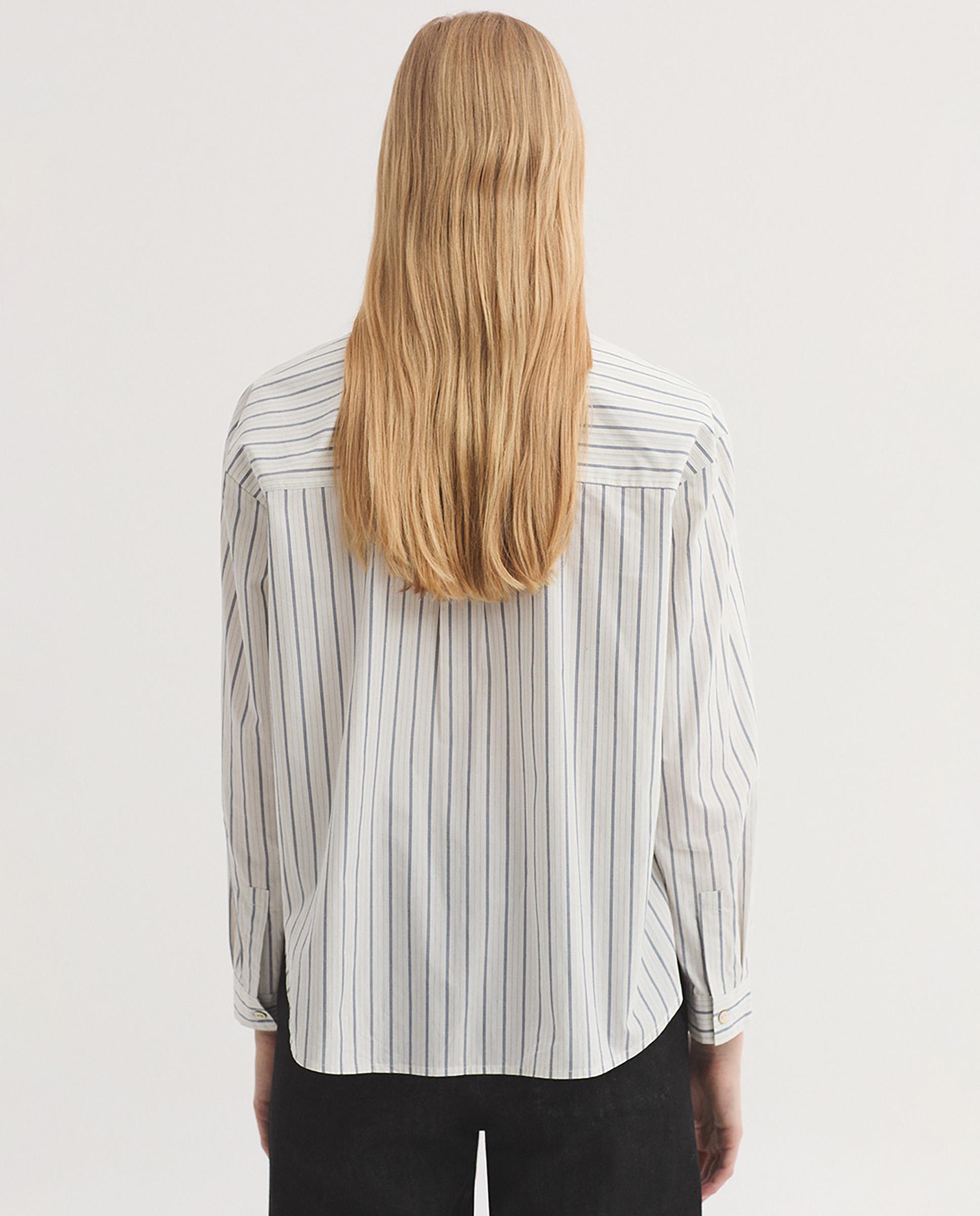 Camisa de mujer 100% algodón de rayas - Nice Things - Blanco Blanco-4