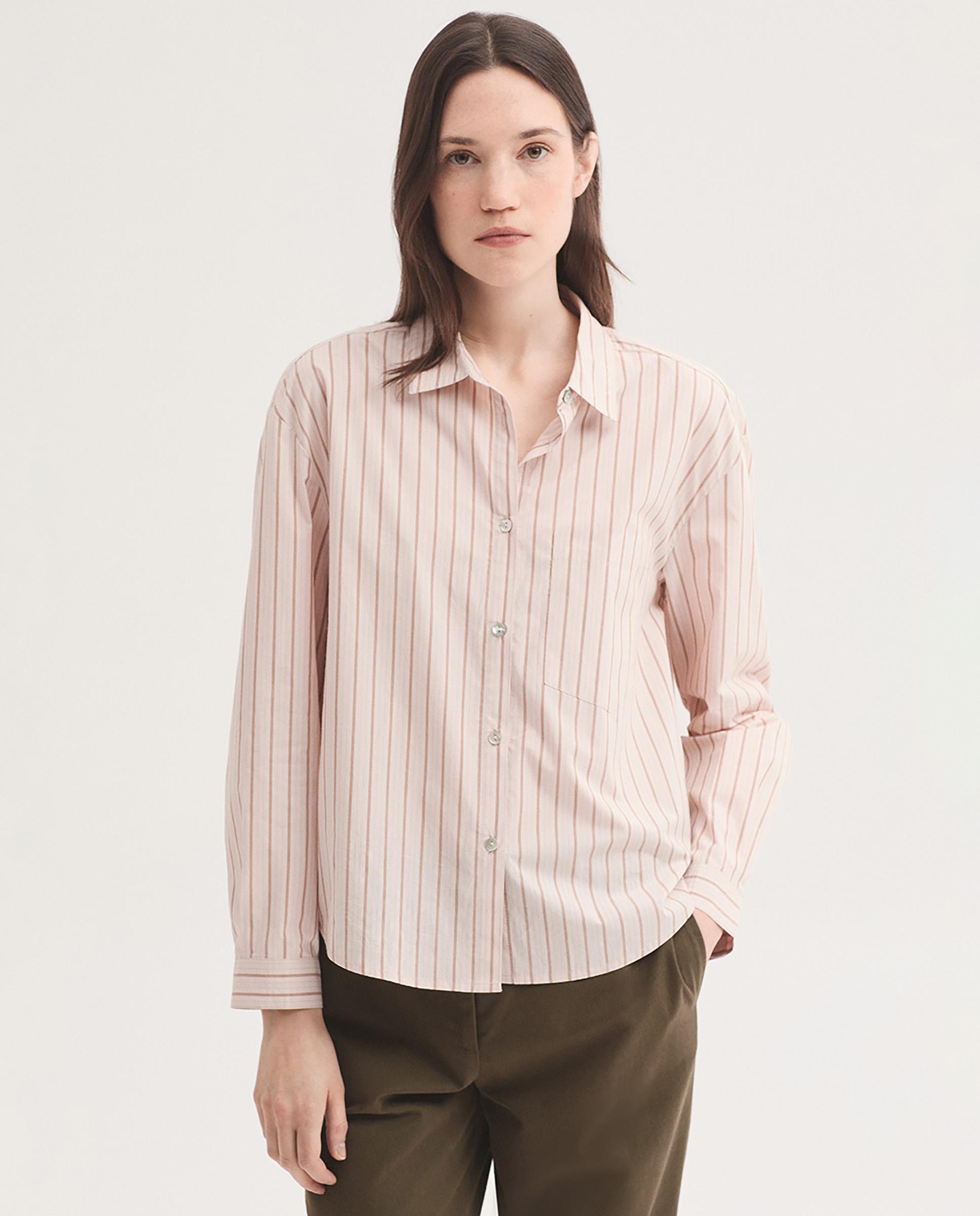 Camisa de mujer 100% algodón de rayas - Nice Things - Beige Beige-1