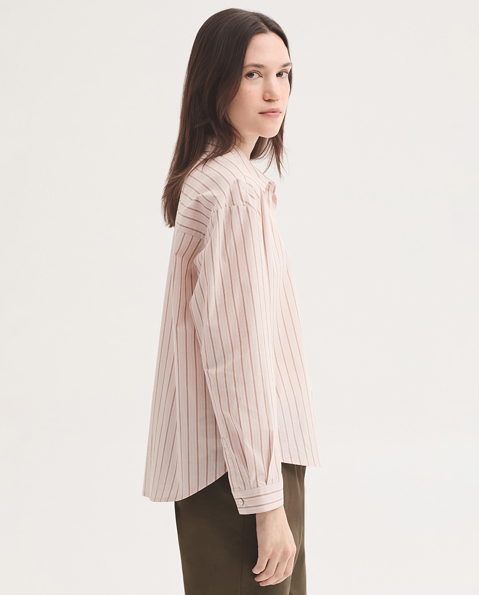 Camisa de mujer 100% algodón de rayas - Nice Things - Beige Beige-5