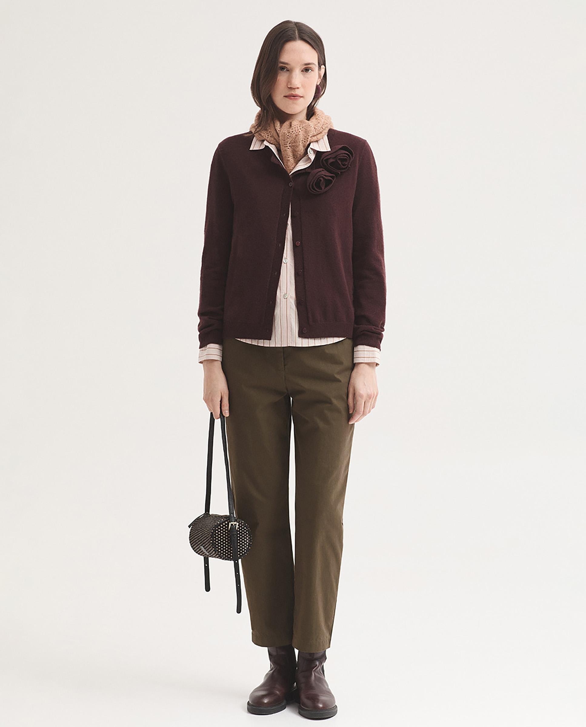 Camisa de mujer 100% algodón de rayas - Nice Things - Beige Beige-6