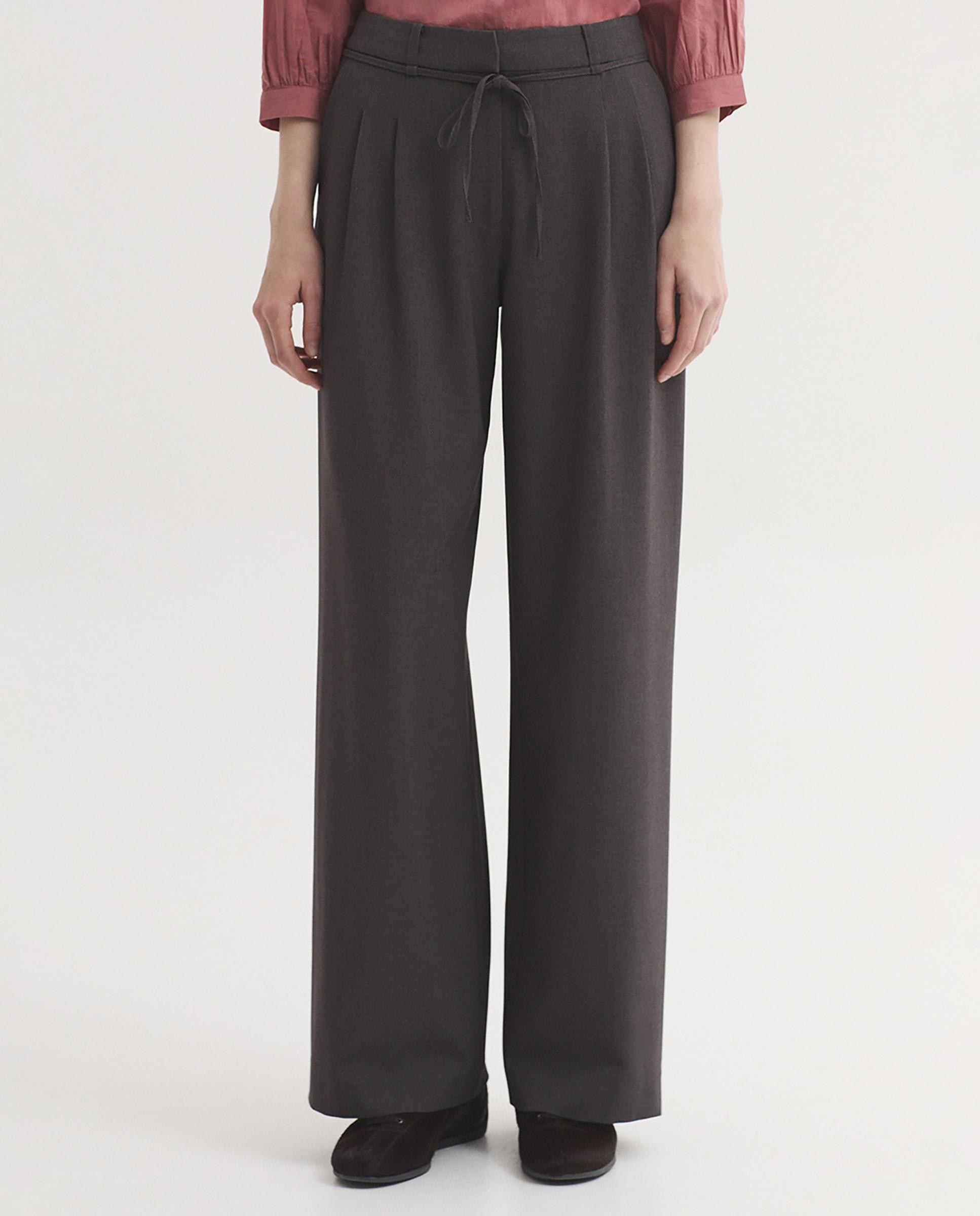 Pantalones anchos de mujer fluido con bolsillos - Nice Things - Gris Gris-1