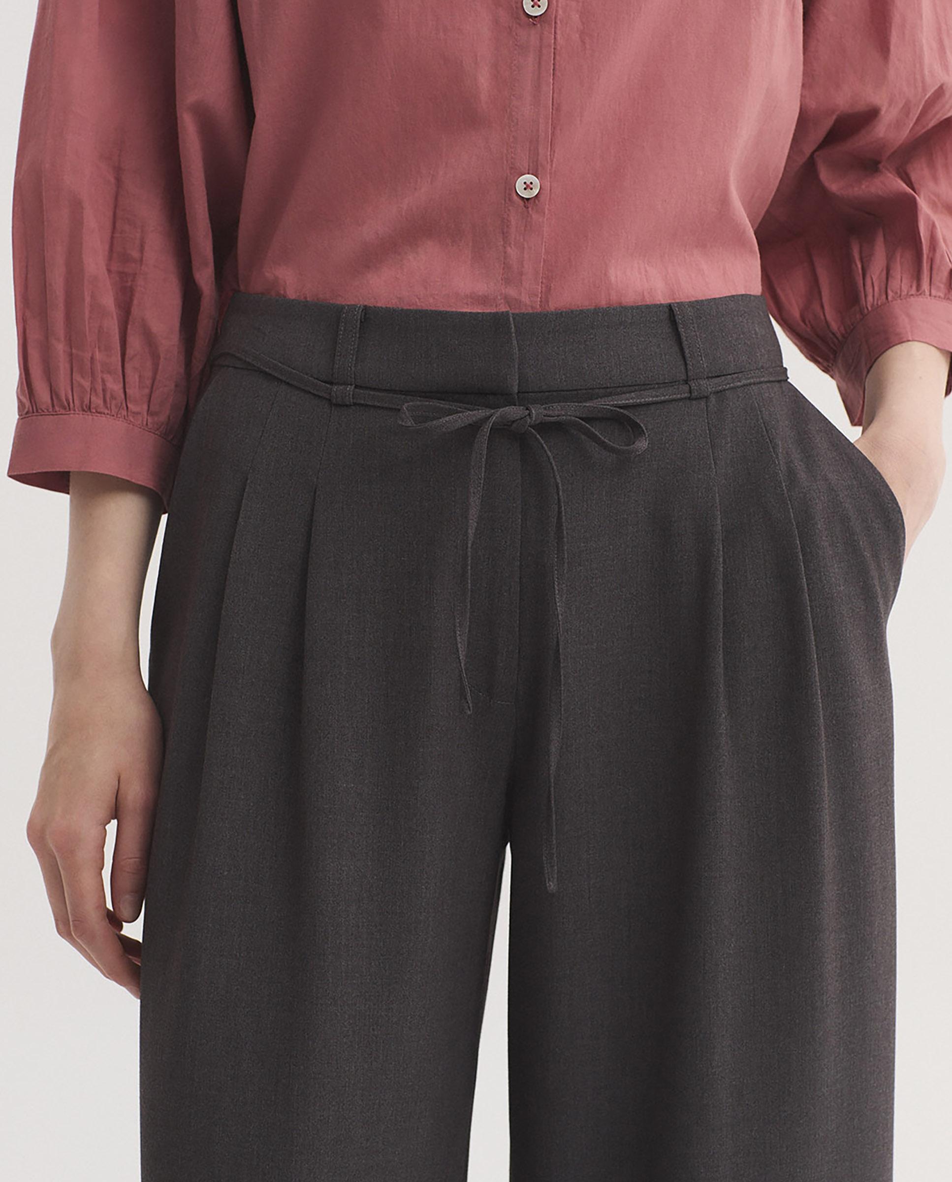 Pantalones anchos de mujer fluido con bolsillos - Nice Things - Gris Gris-2