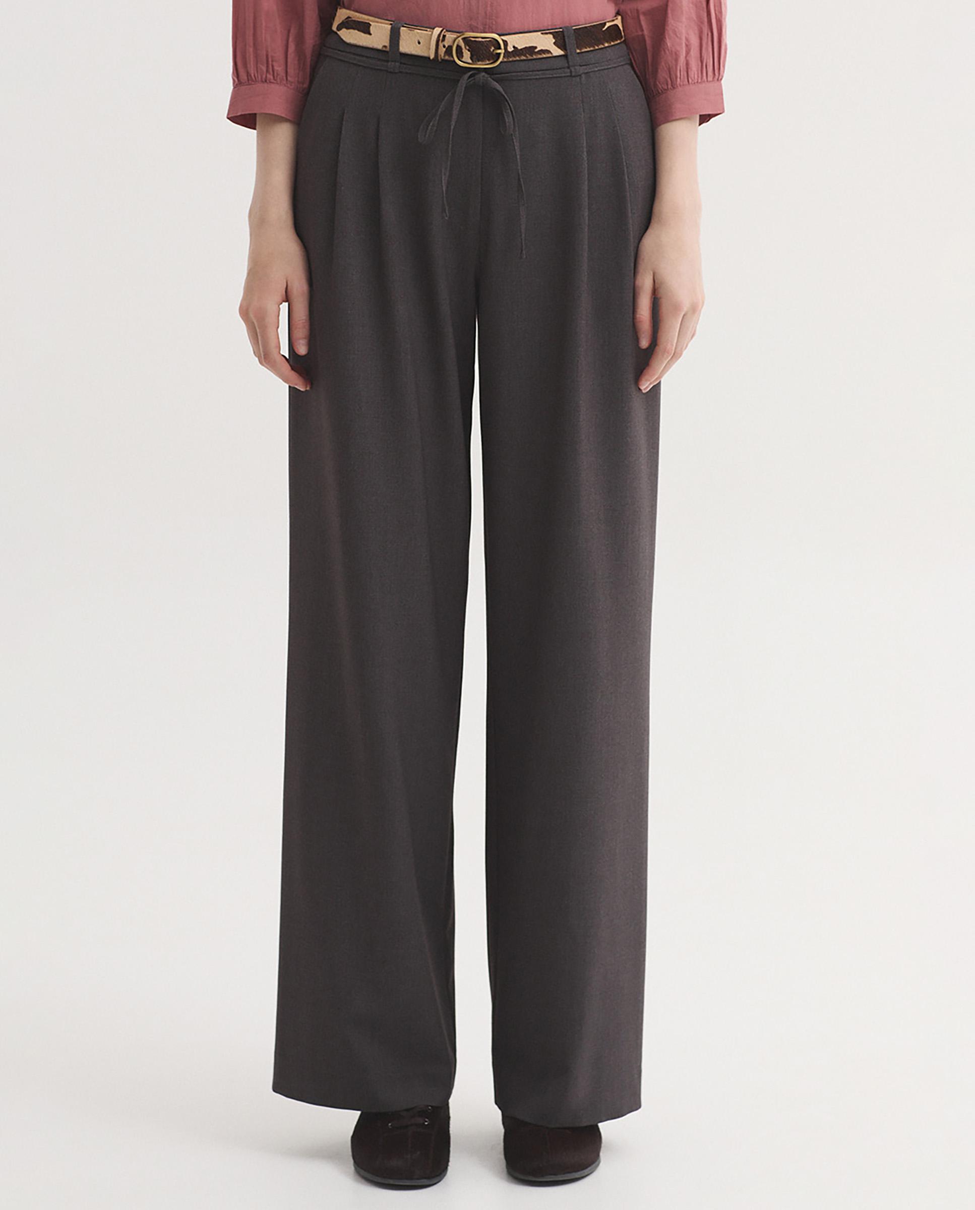 Pantalones anchos de mujer fluido con bolsillos - Nice Things - Gris Gris-4