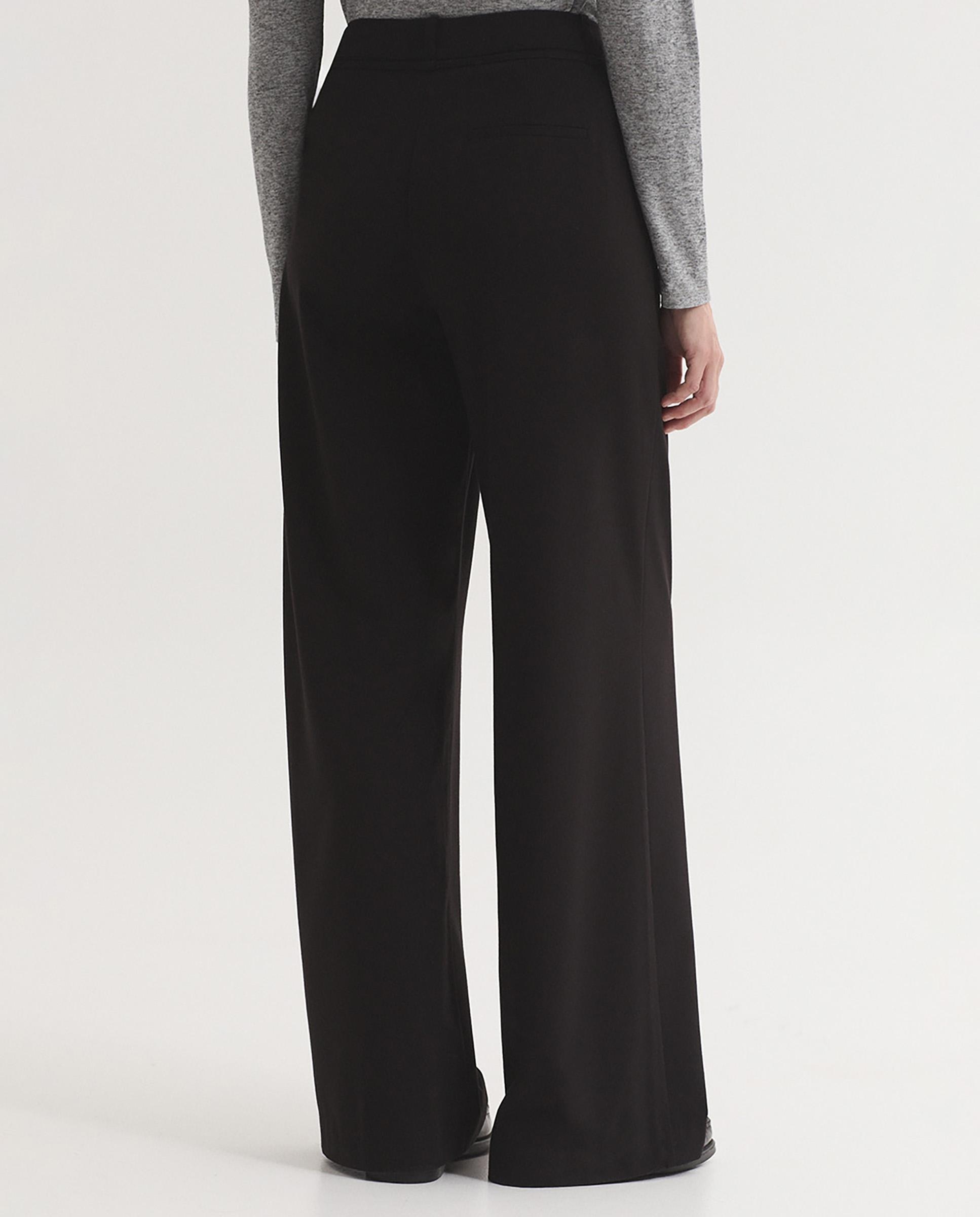 Pantalones anchos de mujer fluido con bolsillos - Nice Things - Negro Negro-3
