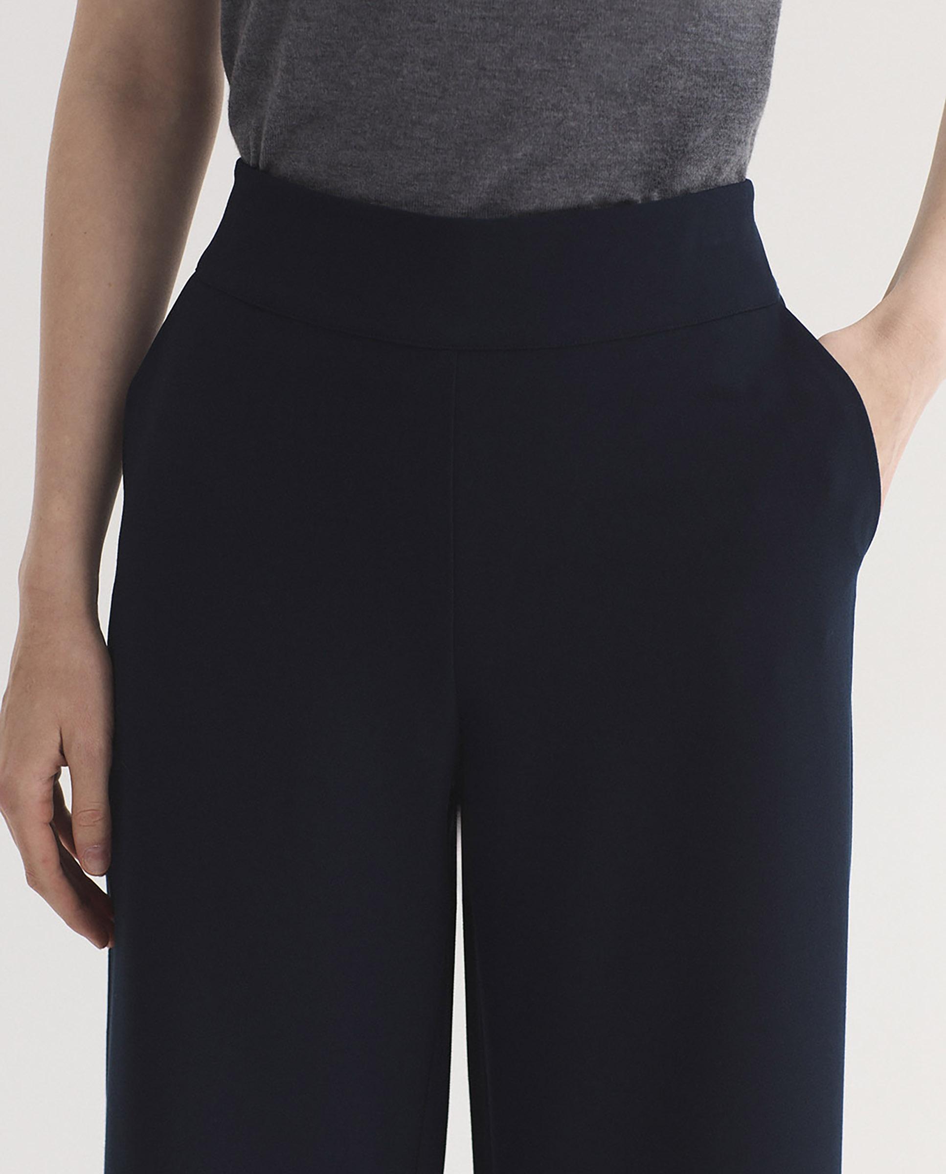Pantalones rectos de mujer con cinturilla elástica - Nice Things - Azul marino Azul marino-2