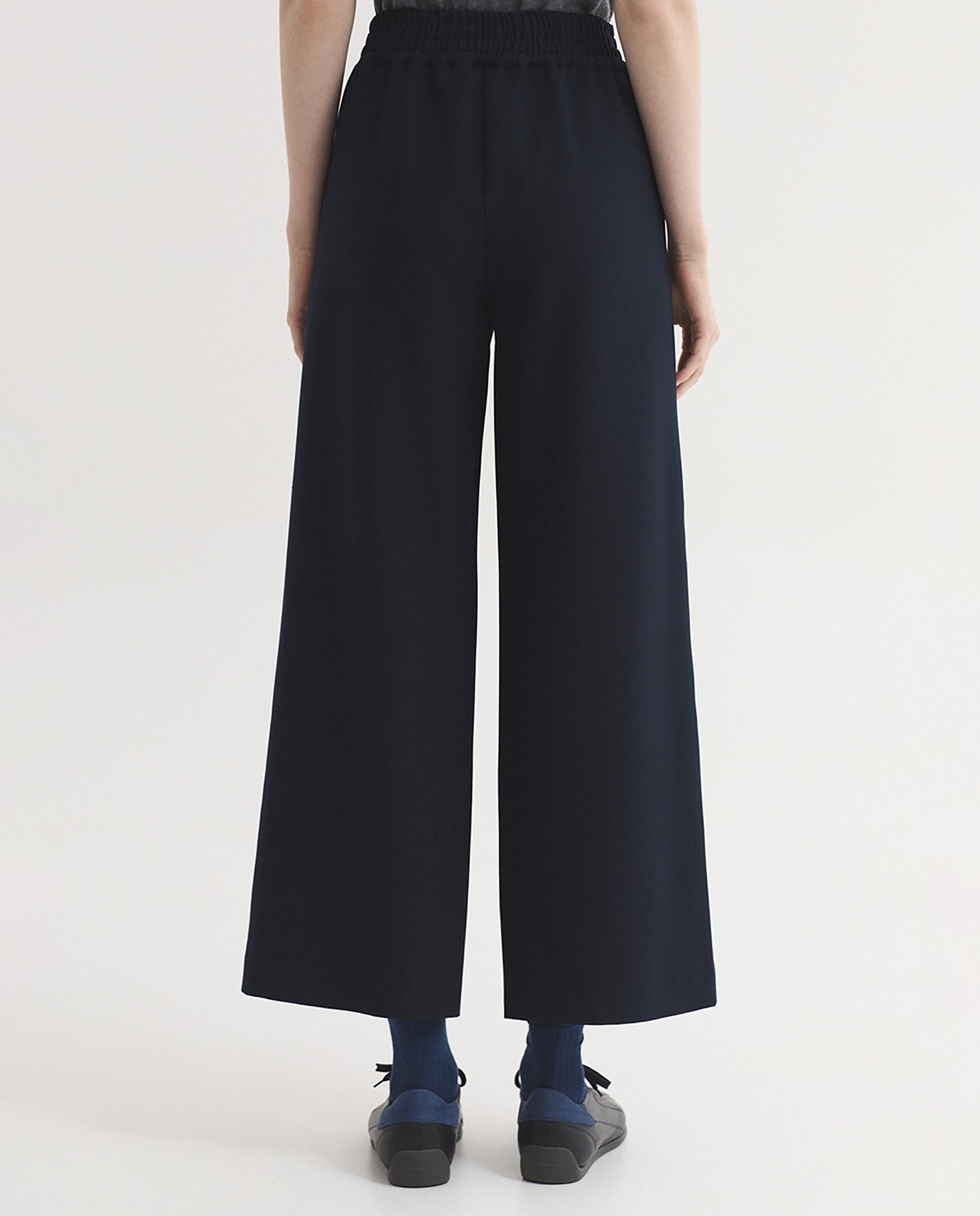 Pantalones rectos de mujer con cinturilla elástica - Nice Things - Azul marino Azul marino-3