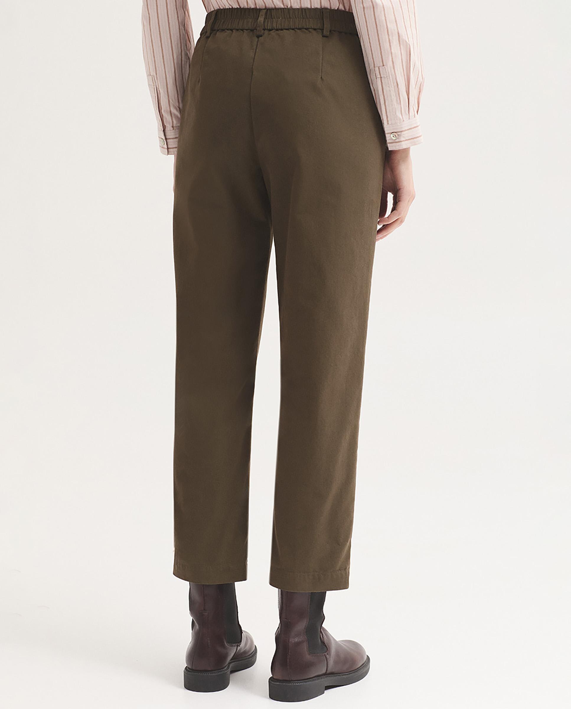 Pantalones rectos de mujer con cierre de cremallera - Nice Things - Kaki Kaki-3