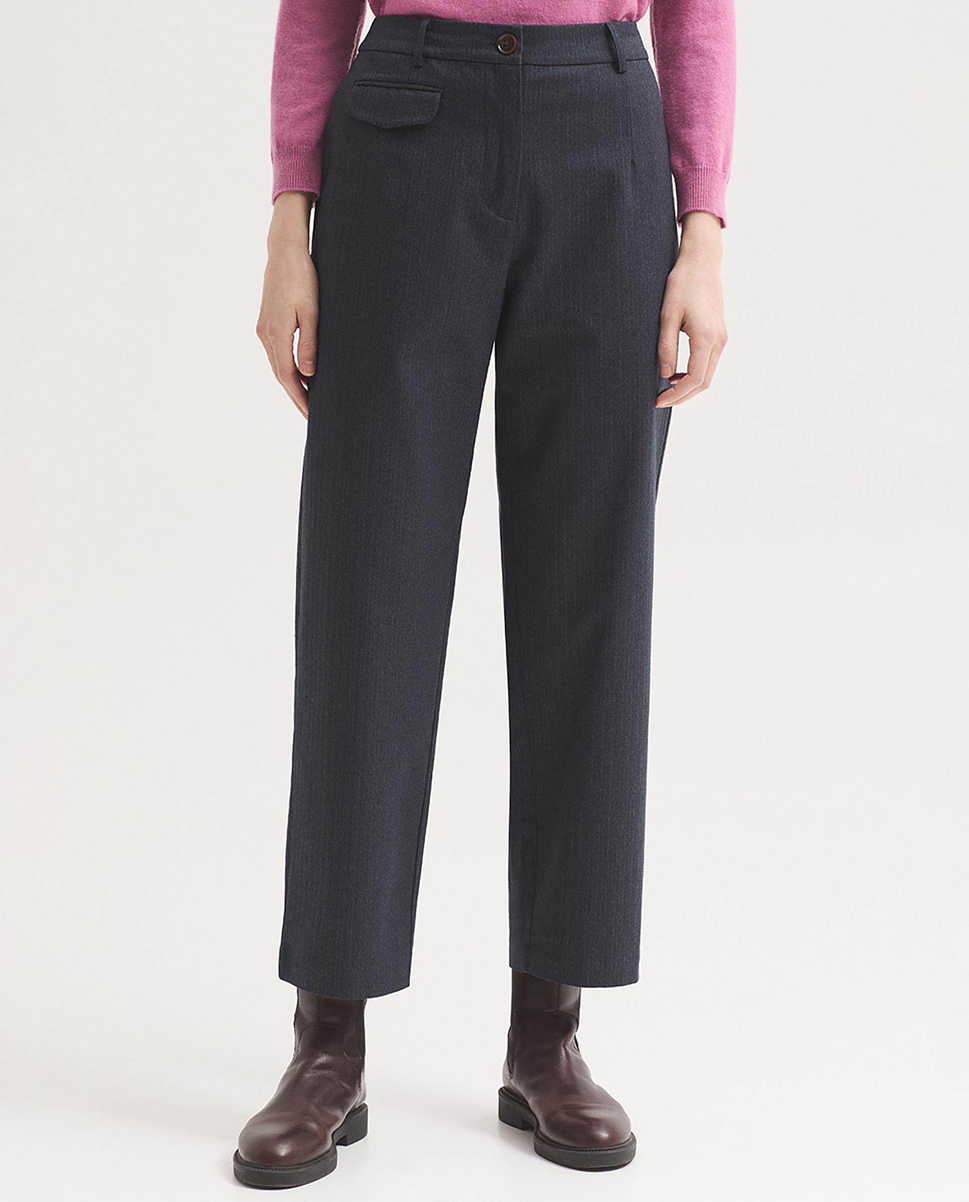 Pantalones rectos de mujer con raya diplomática y bolsillos - Nice Things - Azul marino Azul marino-1