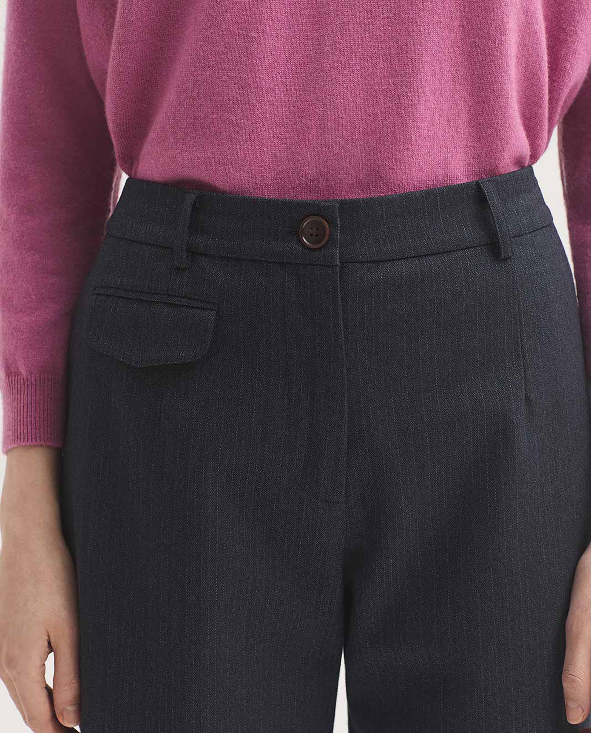Pantalones rectos de mujer con raya diplomática y bolsillos - Nice Things - Azul marino Azul marino-2