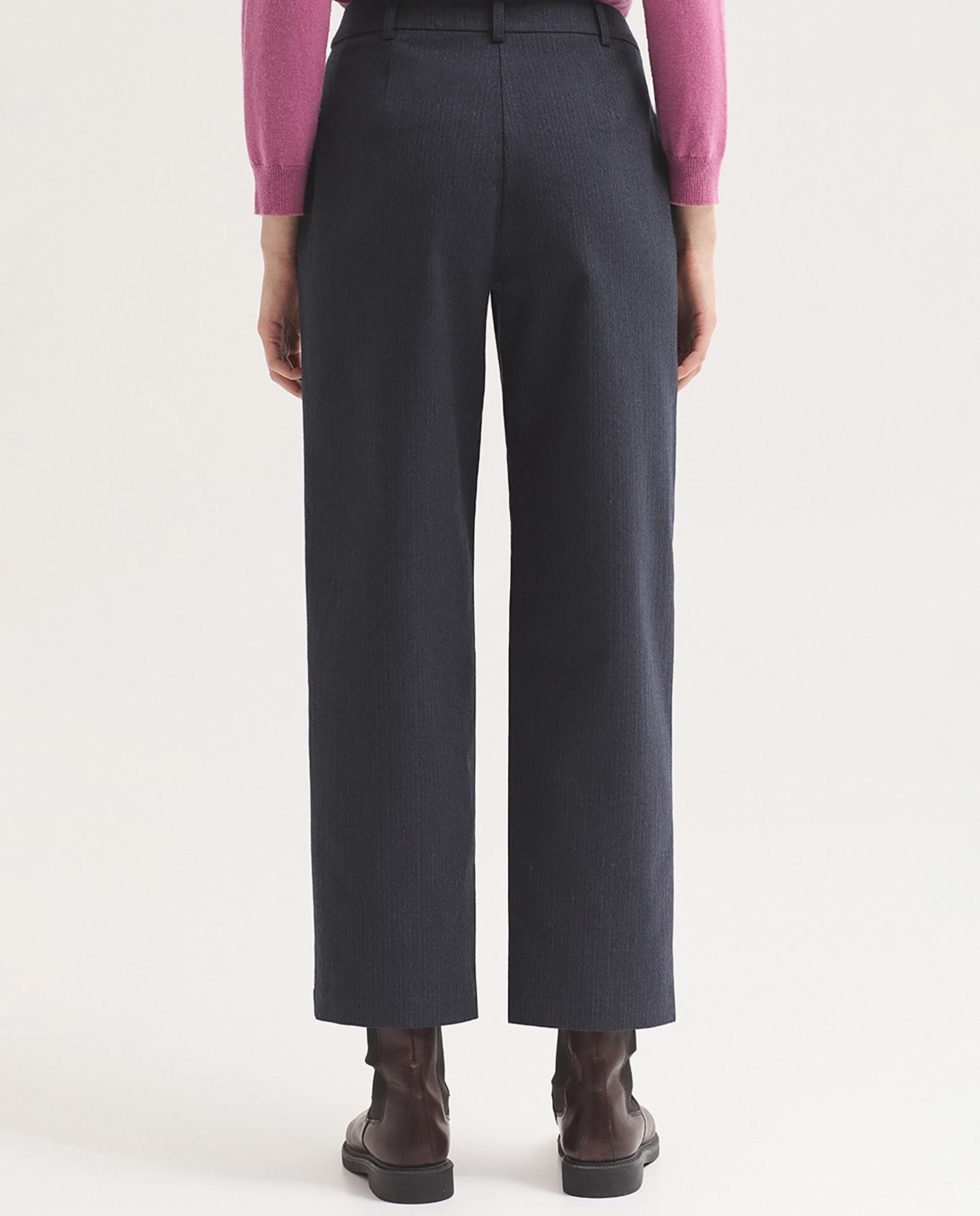 Pantalones rectos de mujer con raya diplomática y bolsillos - Nice Things - Azul marino Azul marino-3