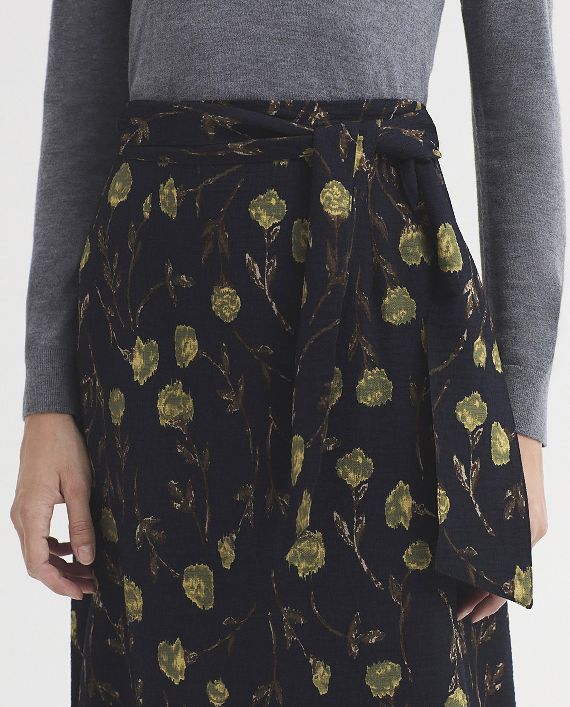 Falda midi de mujer con estampado de flores - Nice Things - Azul marino Azul marino-2