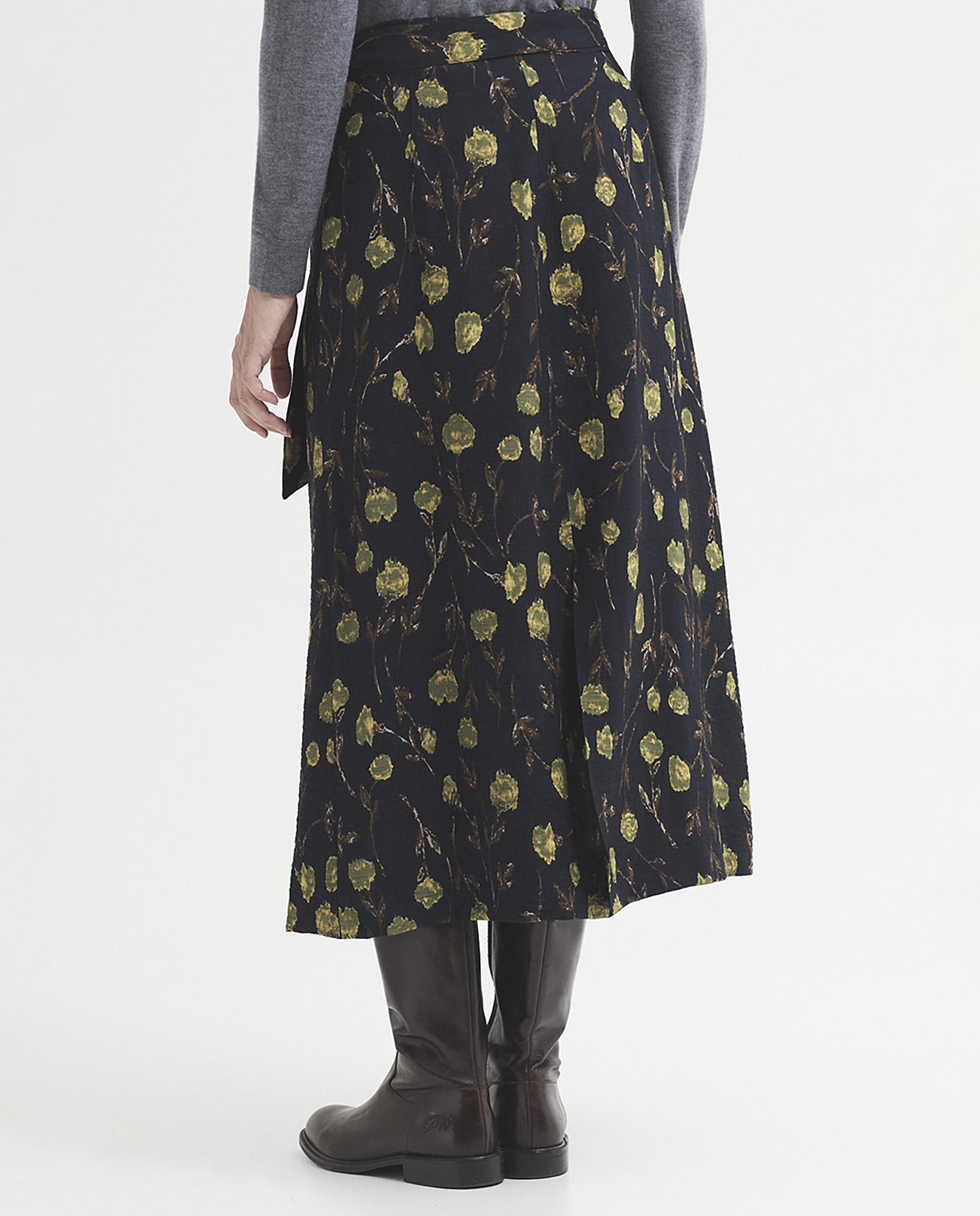 Falda midi de mujer con estampado de flores - Nice Things - Azul marino Azul marino-3