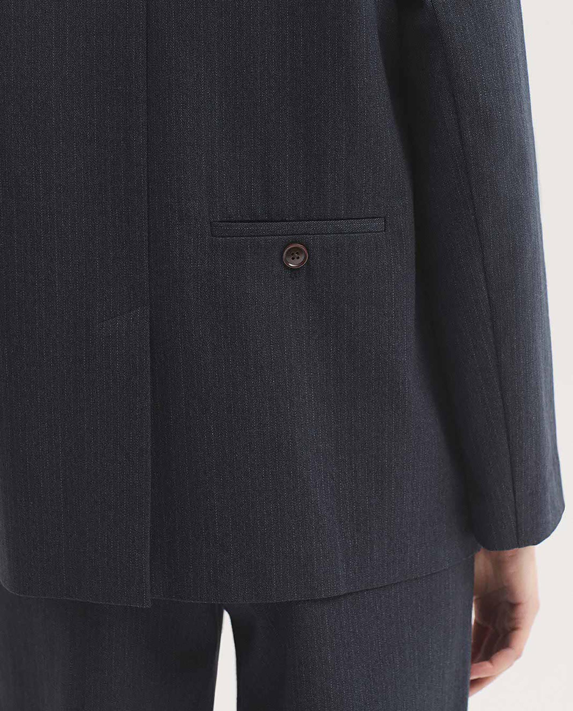 Blazer de mujer de raya diplomática y cuello solapa - Nice Things - Azul marino Azul marino-3