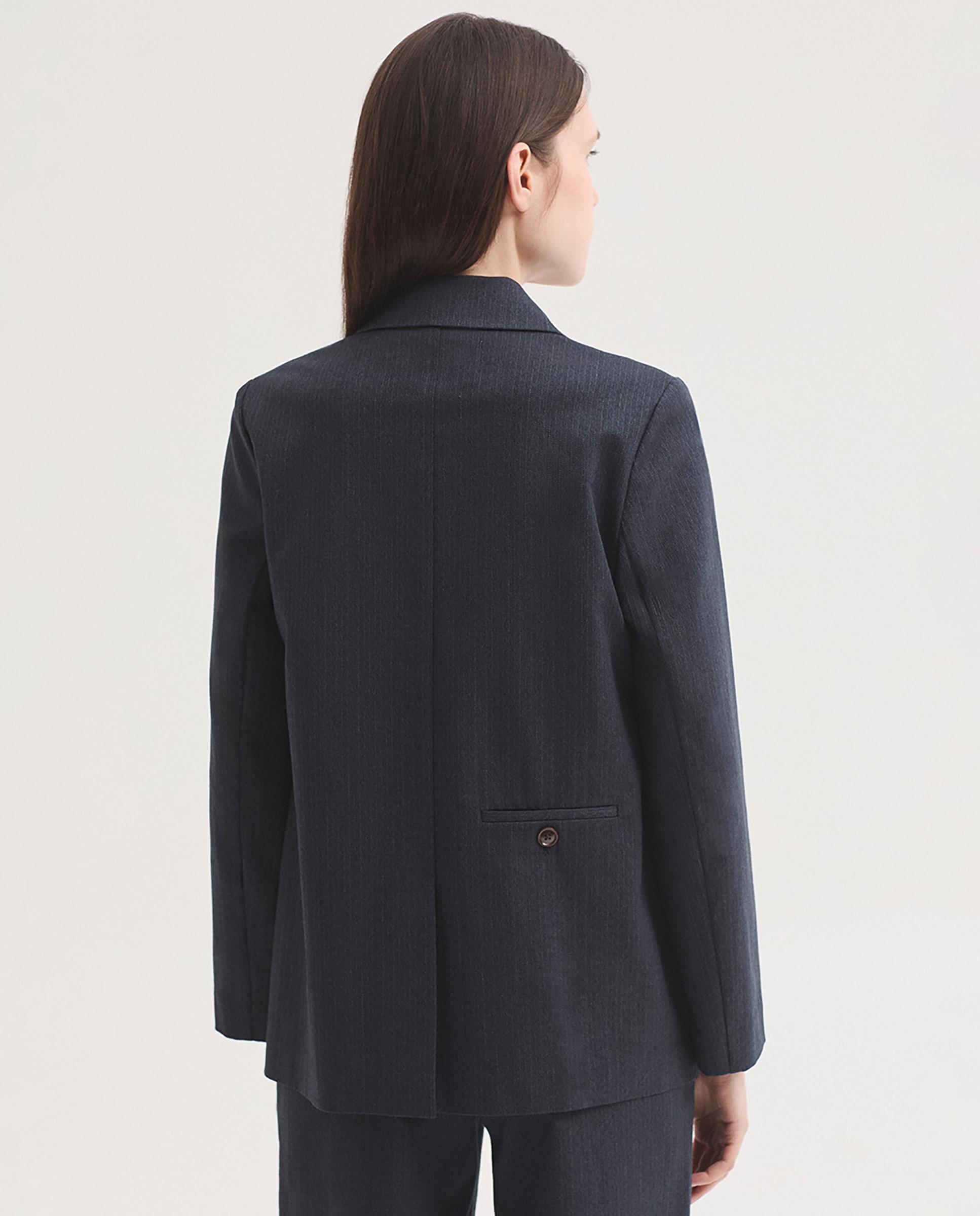 Blazer de mujer de raya diplomática y cuello solapa - Nice Things - Azul marino Azul marino-4