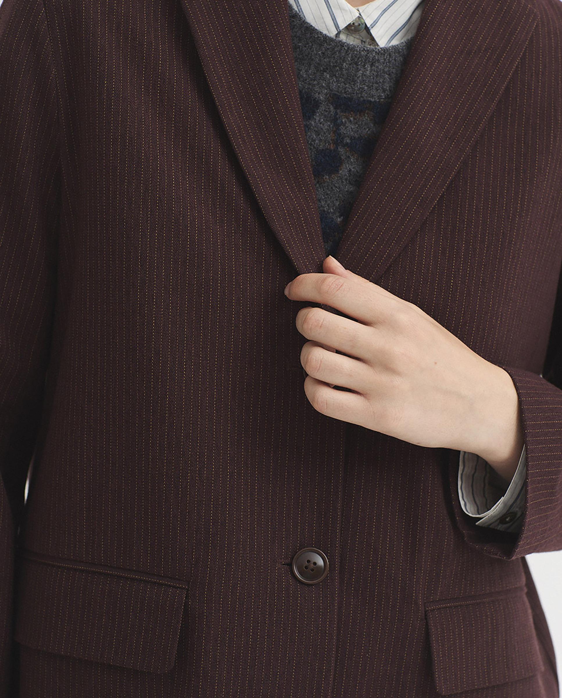 Blazer de mujer de raya diplomática y cuello solapa - Nice Things - Burdeos Burdeos-3