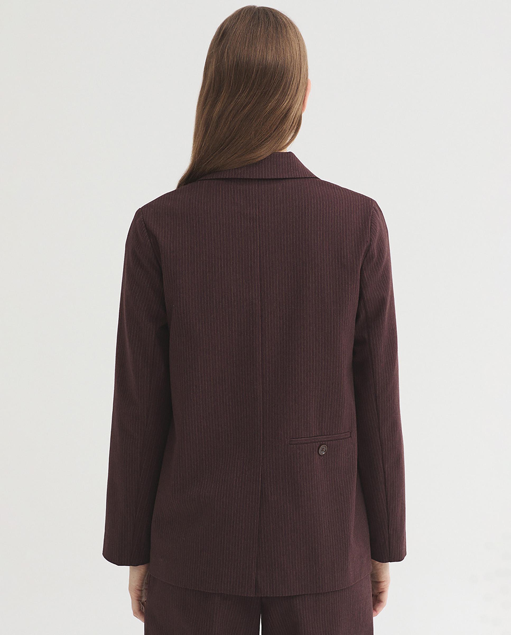 Blazer de mujer de raya diplomática y cuello solapa - Nice Things - Burdeos Burdeos-4