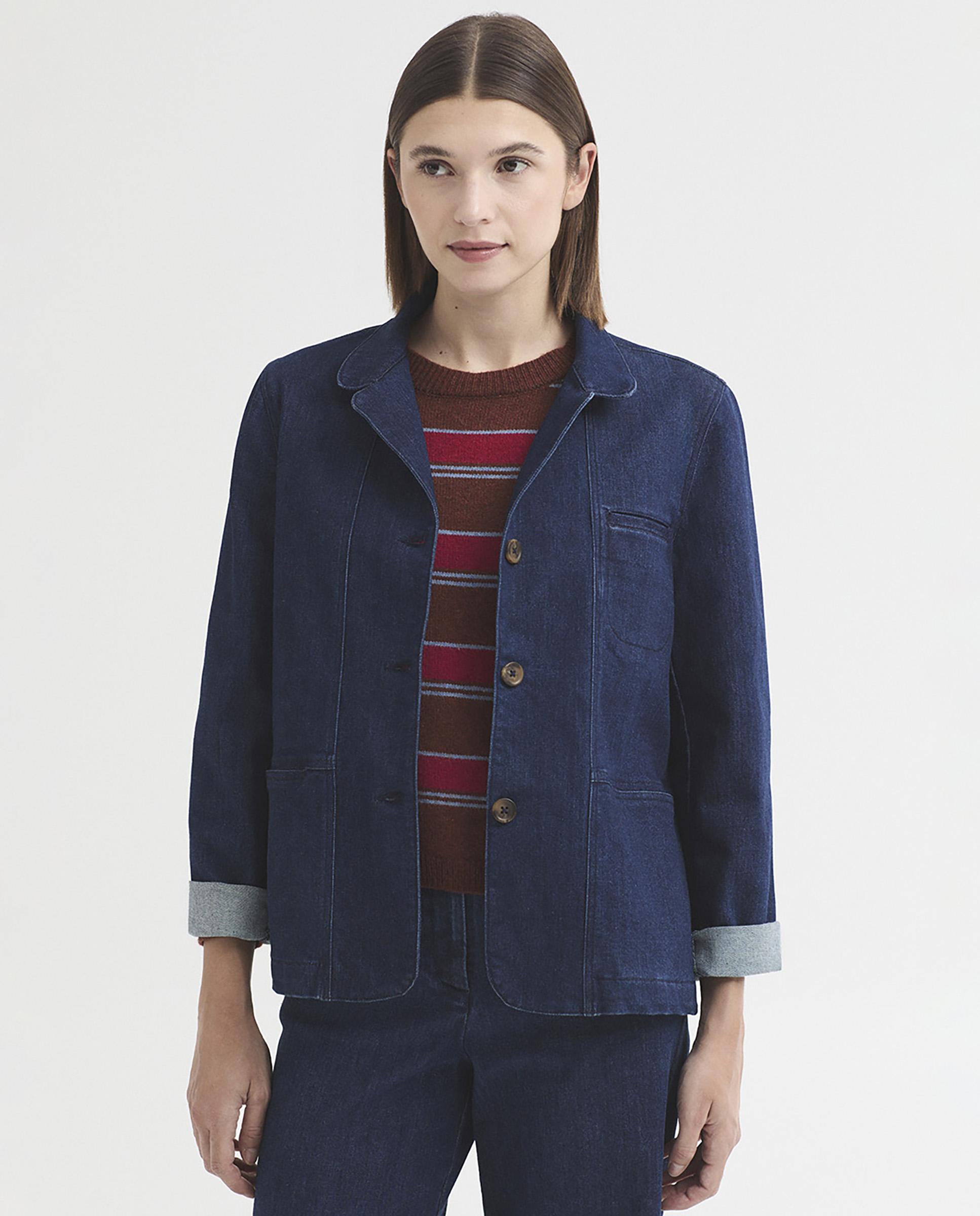 Imagen 0 de Blazer de mujer estilo tejano con bolsillos Azul