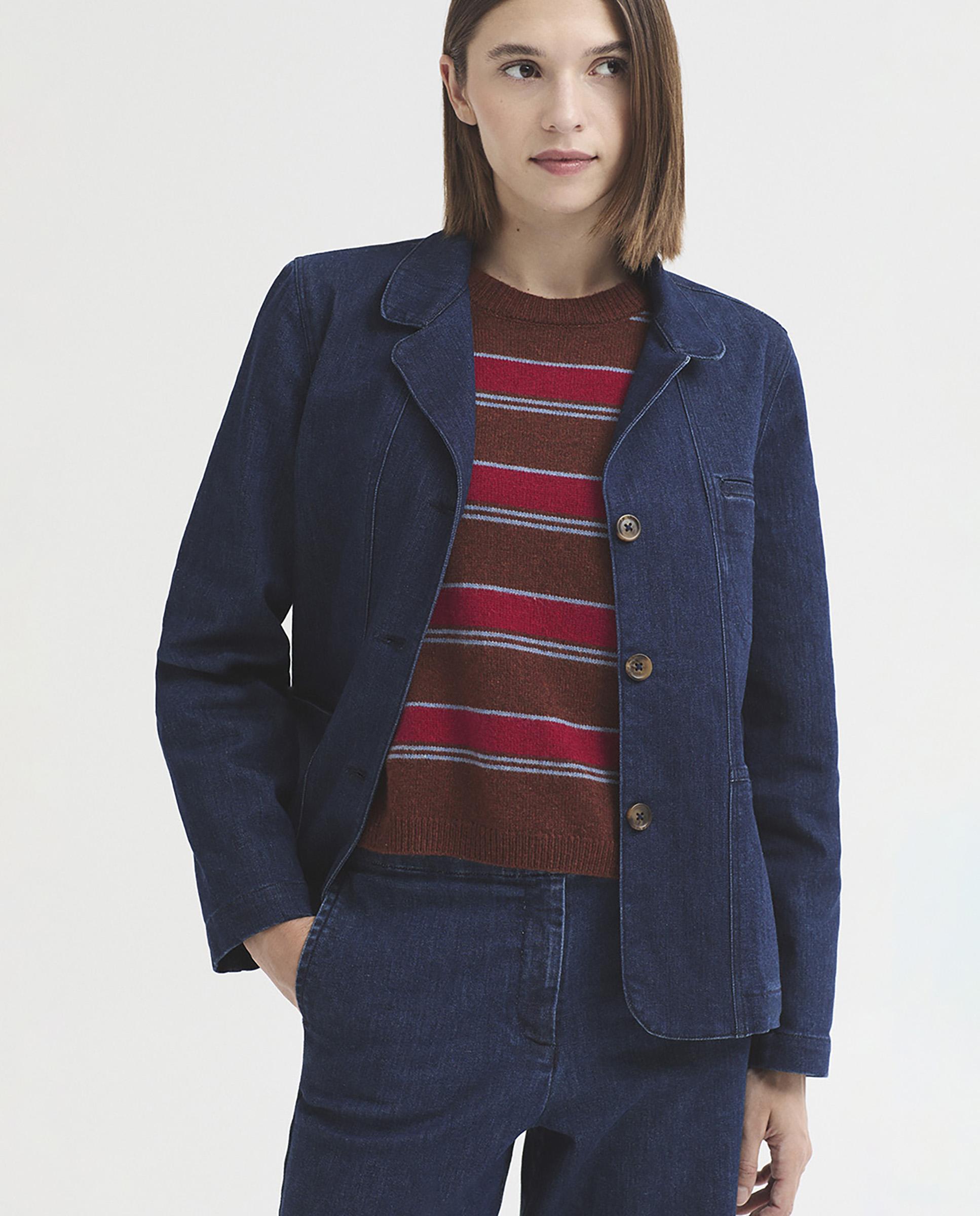 Blazer de mujer estilo tejano con bolsillos - Nice Things - Azul Azul-4