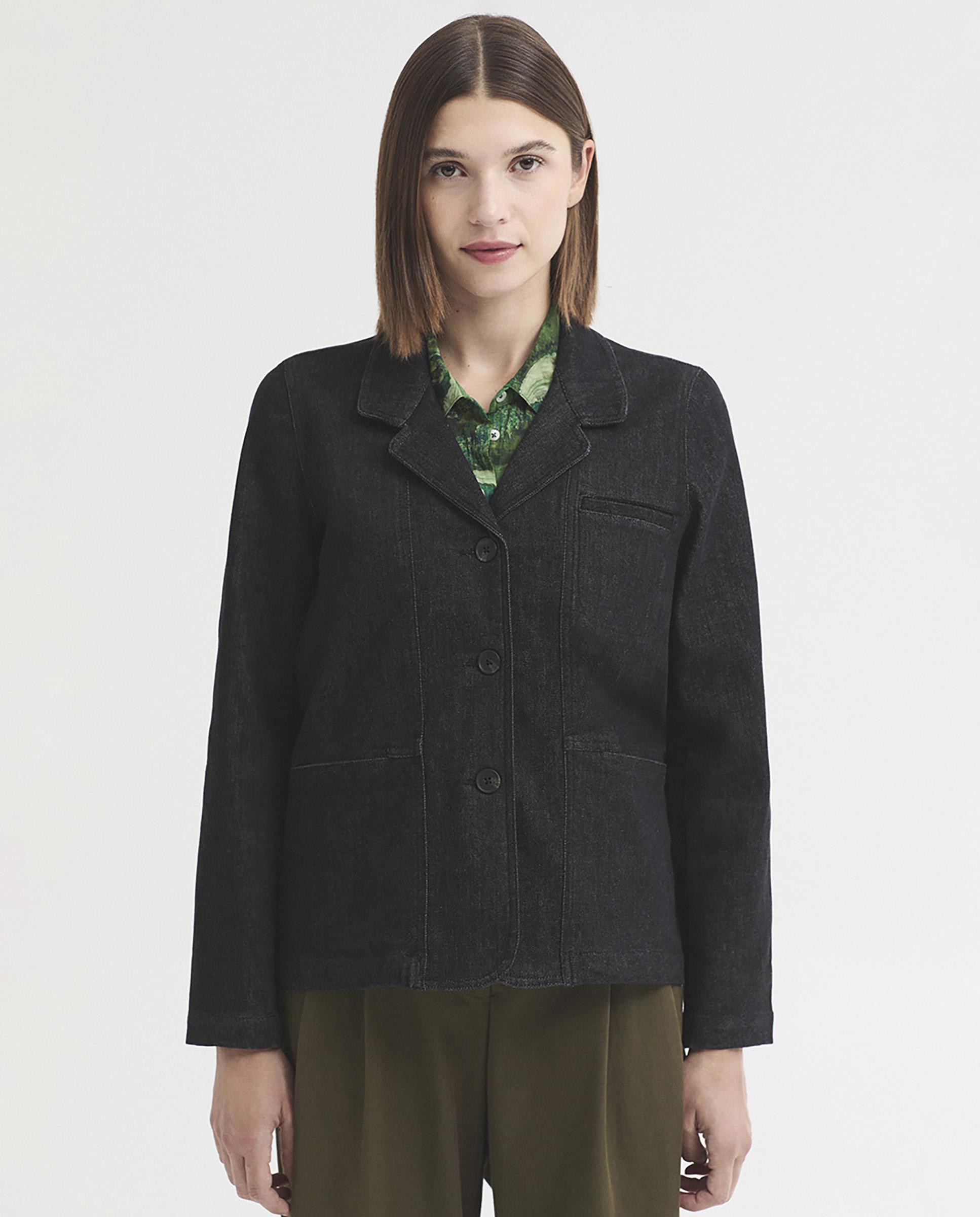 Blazer de mujer estilo tejano con bolsillos - Nice Things - Negro Negro-1