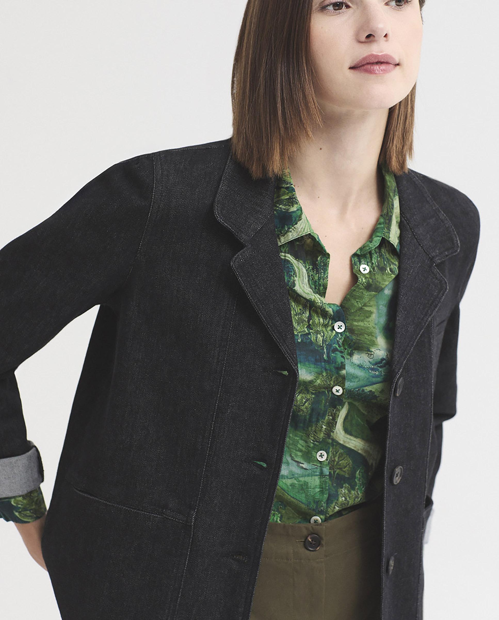 Blazer de mujer estilo tejano con bolsillos - Nice Things - Negro Negro-2