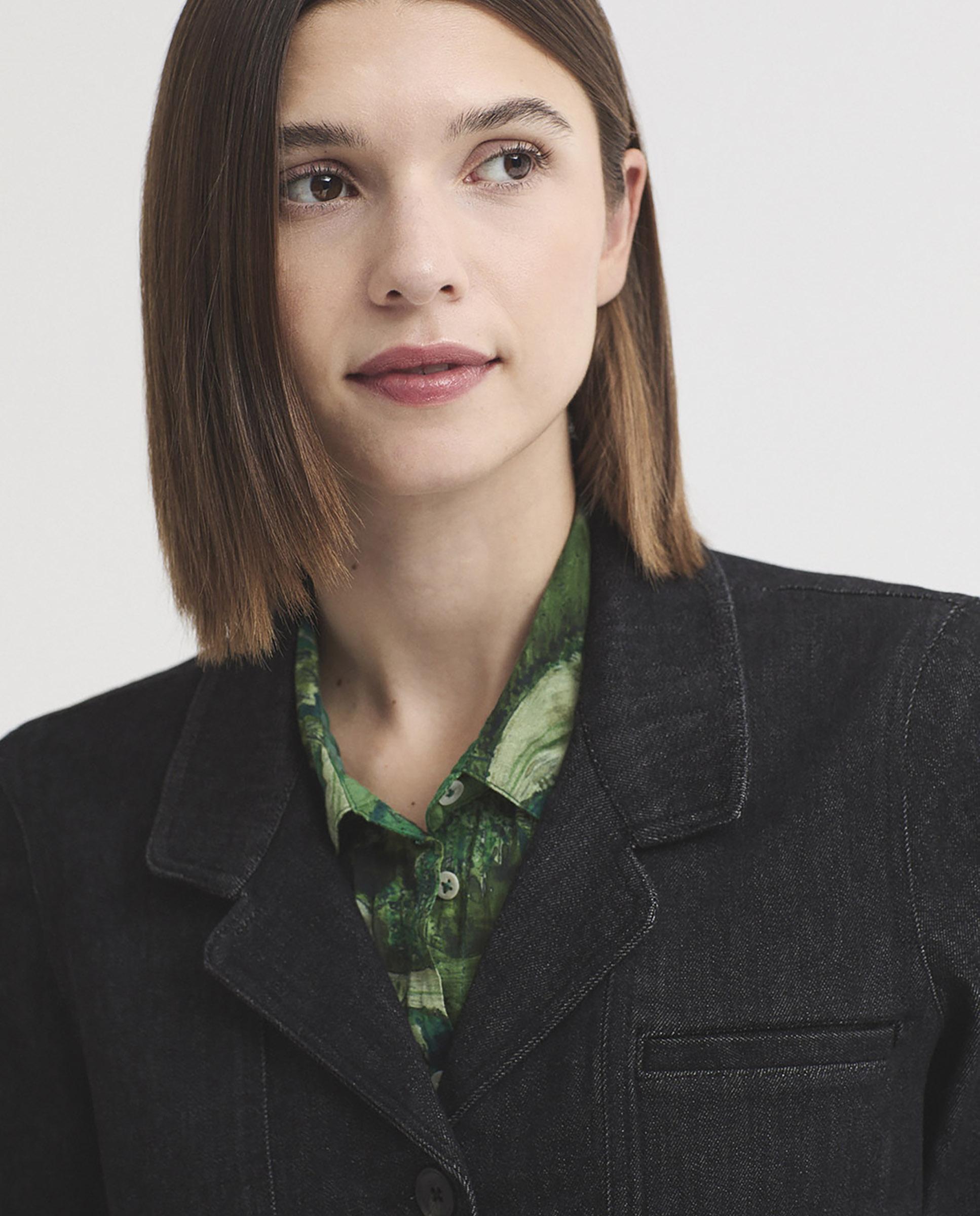 Blazer de mujer estilo tejano con bolsillos - Nice Things - Negro Negro-3