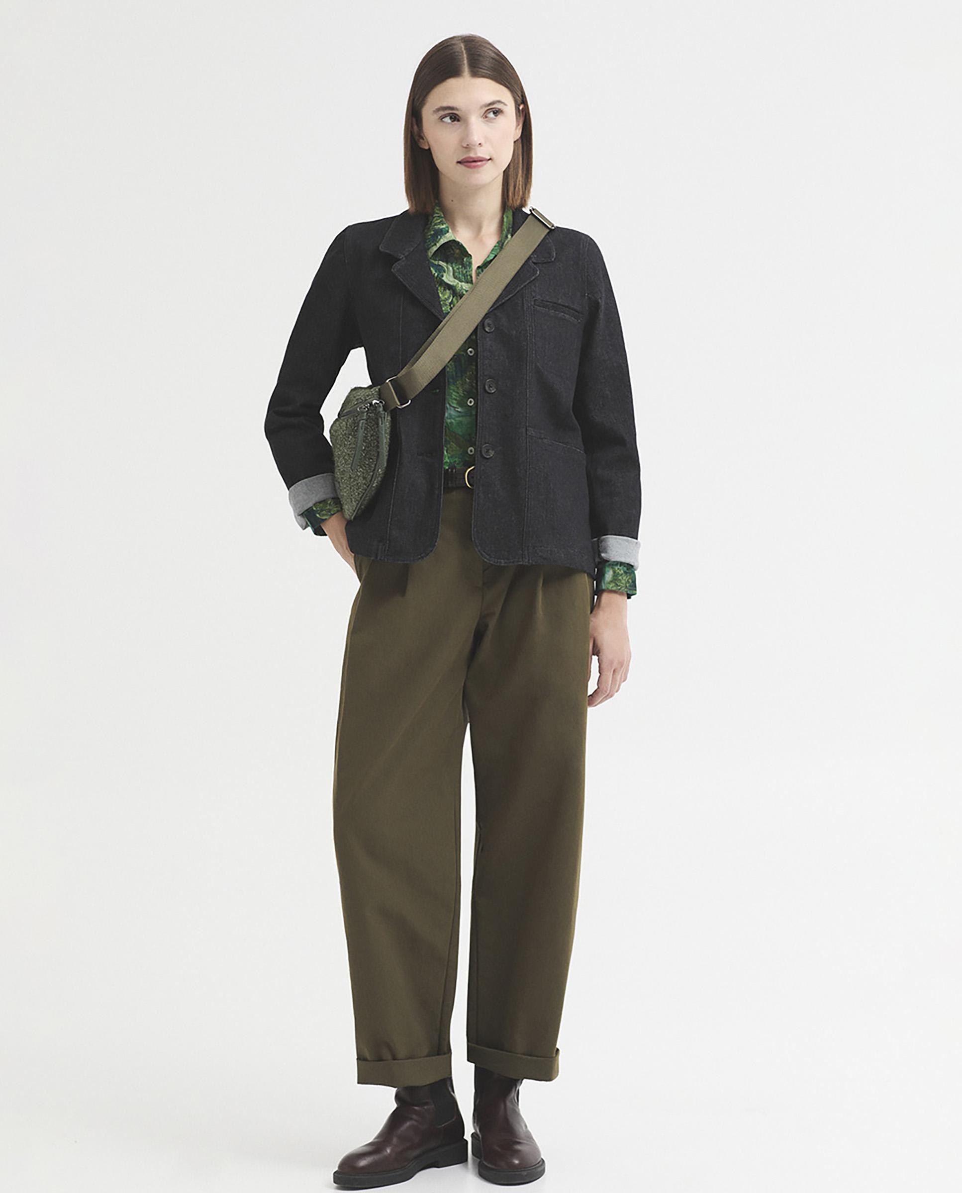 Blazer de mujer estilo tejano con bolsillos - Nice Things - Negro Negro-5