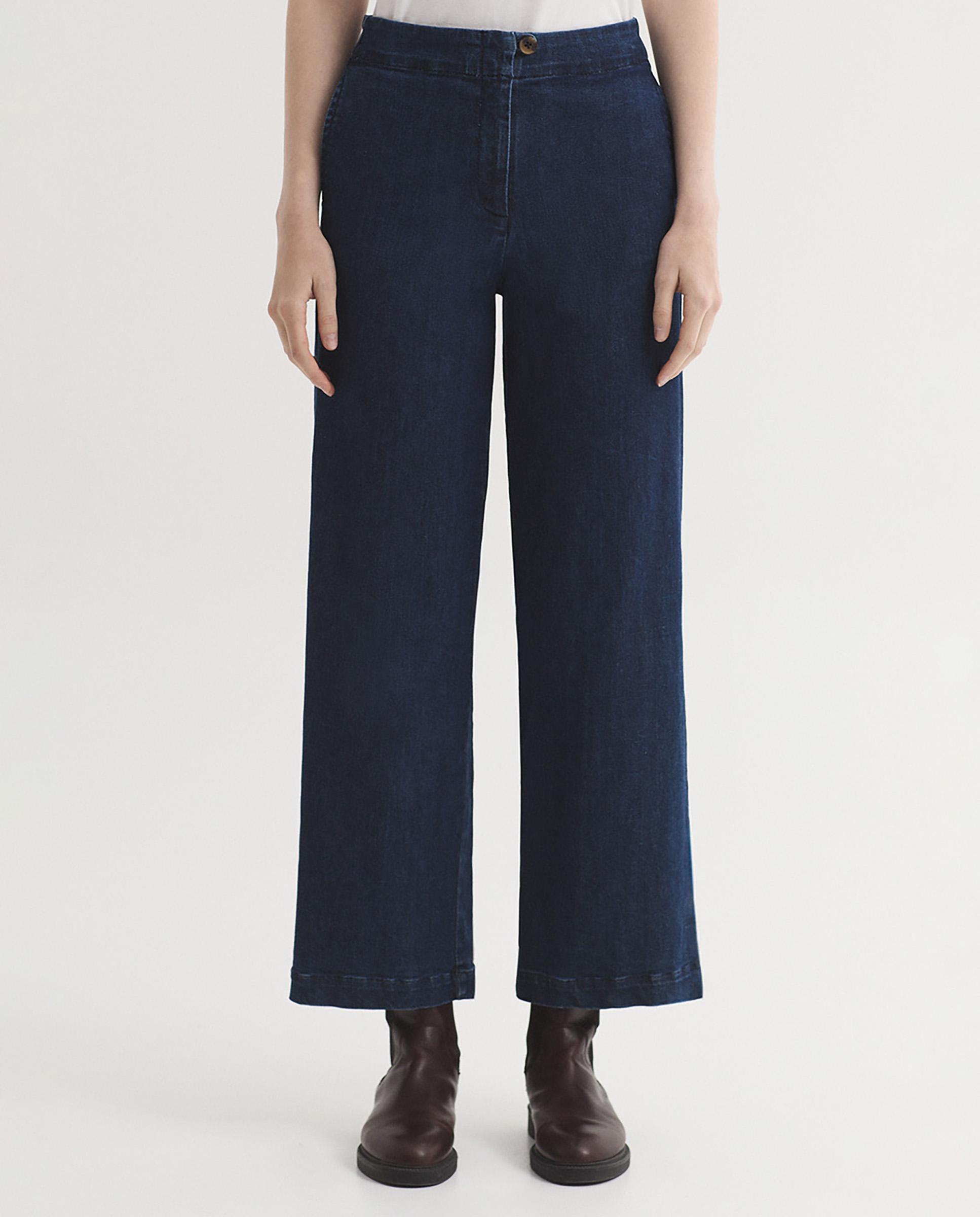 Pantalones rectos de mujer con cierre de cremallera y bolsillos - Nice Things - Azul Azul-1