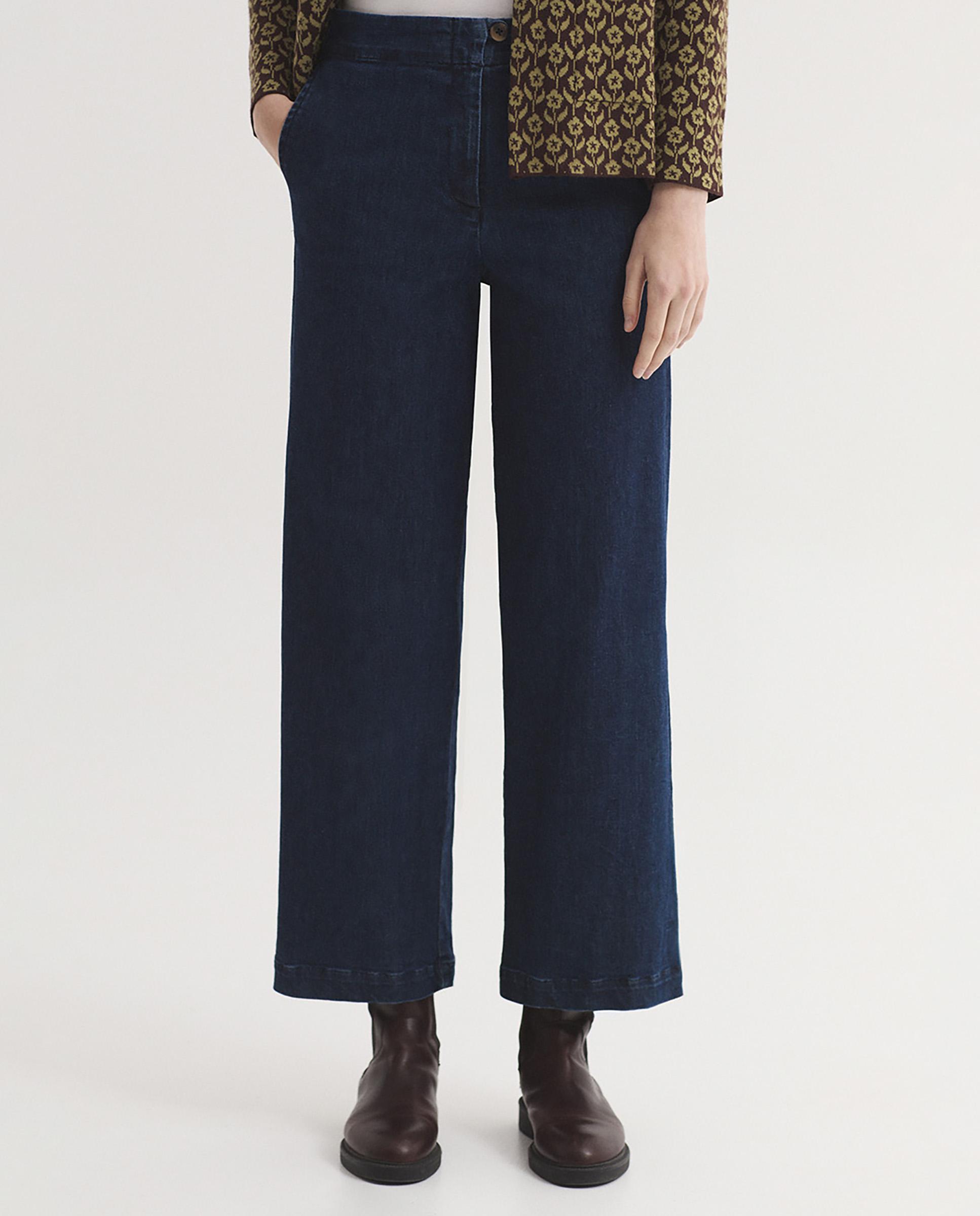 Pantalones rectos de mujer con cierre de cremallera y bolsillos - Nice Things - Azul Azul-4