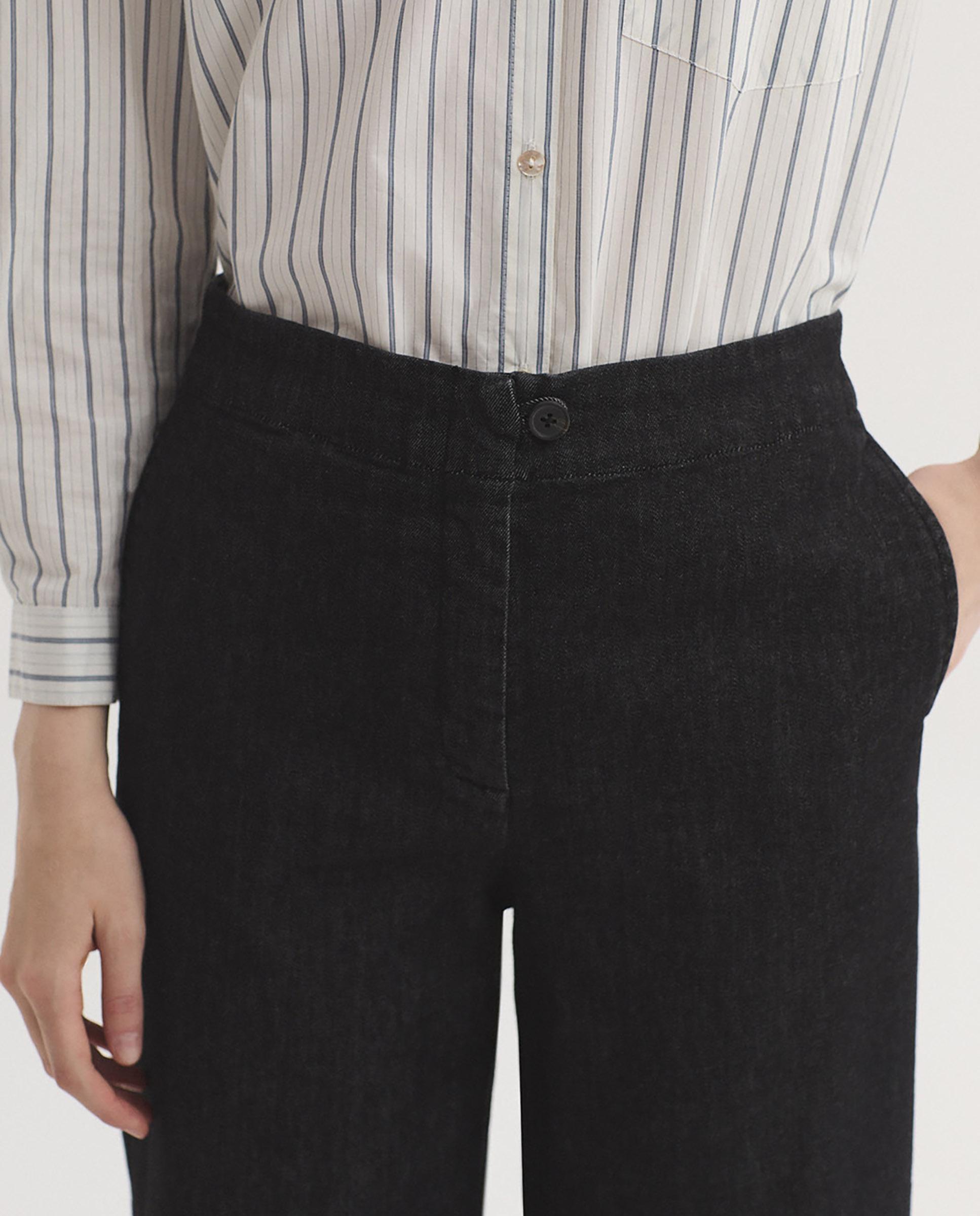 Pantalones rectos de mujer con cierre de cremallera y bolsillos - Nice Things - Negro Negro-2