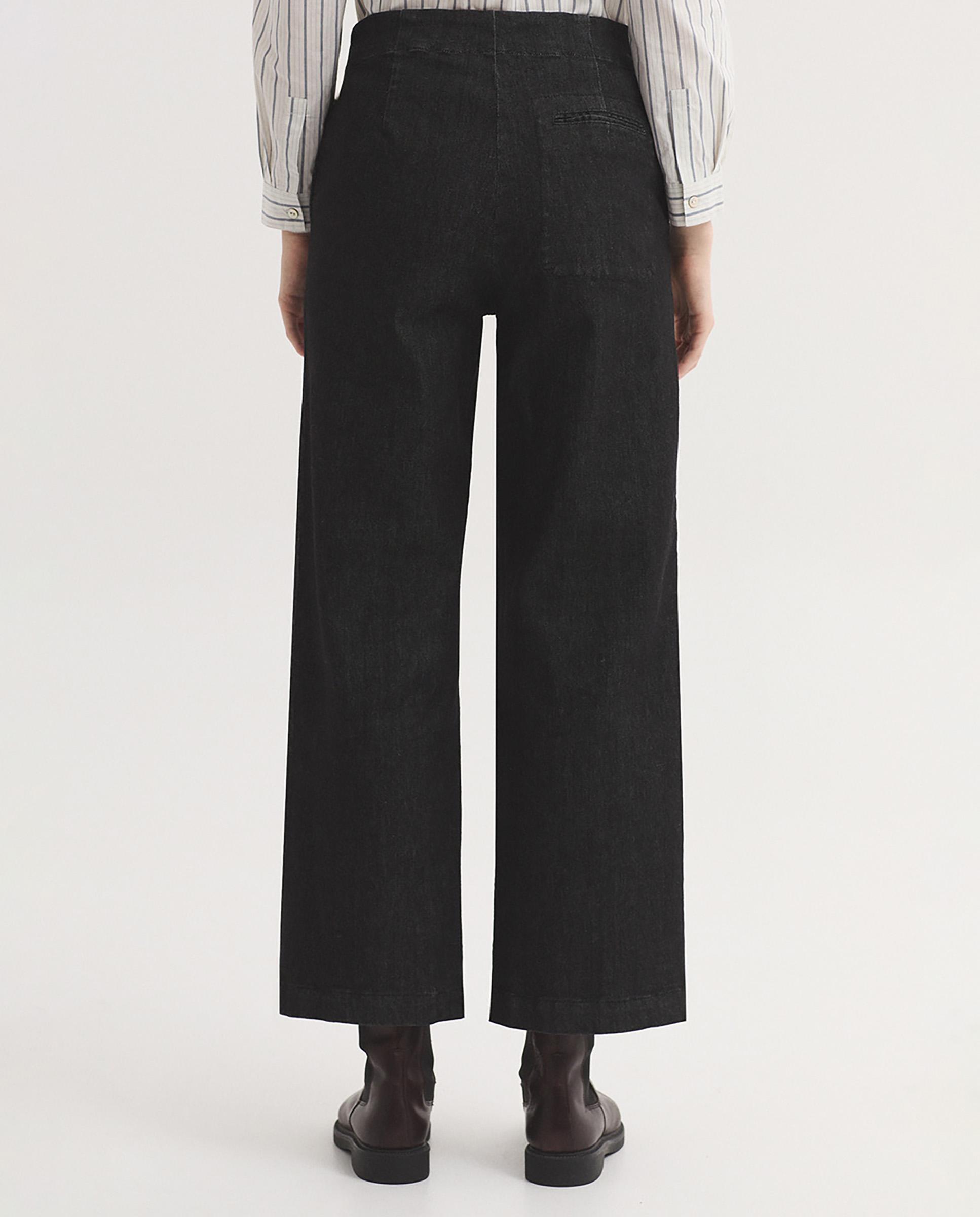 Pantalones rectos de mujer con cierre de cremallera y bolsillos - Nice Things - Negro Negro-3